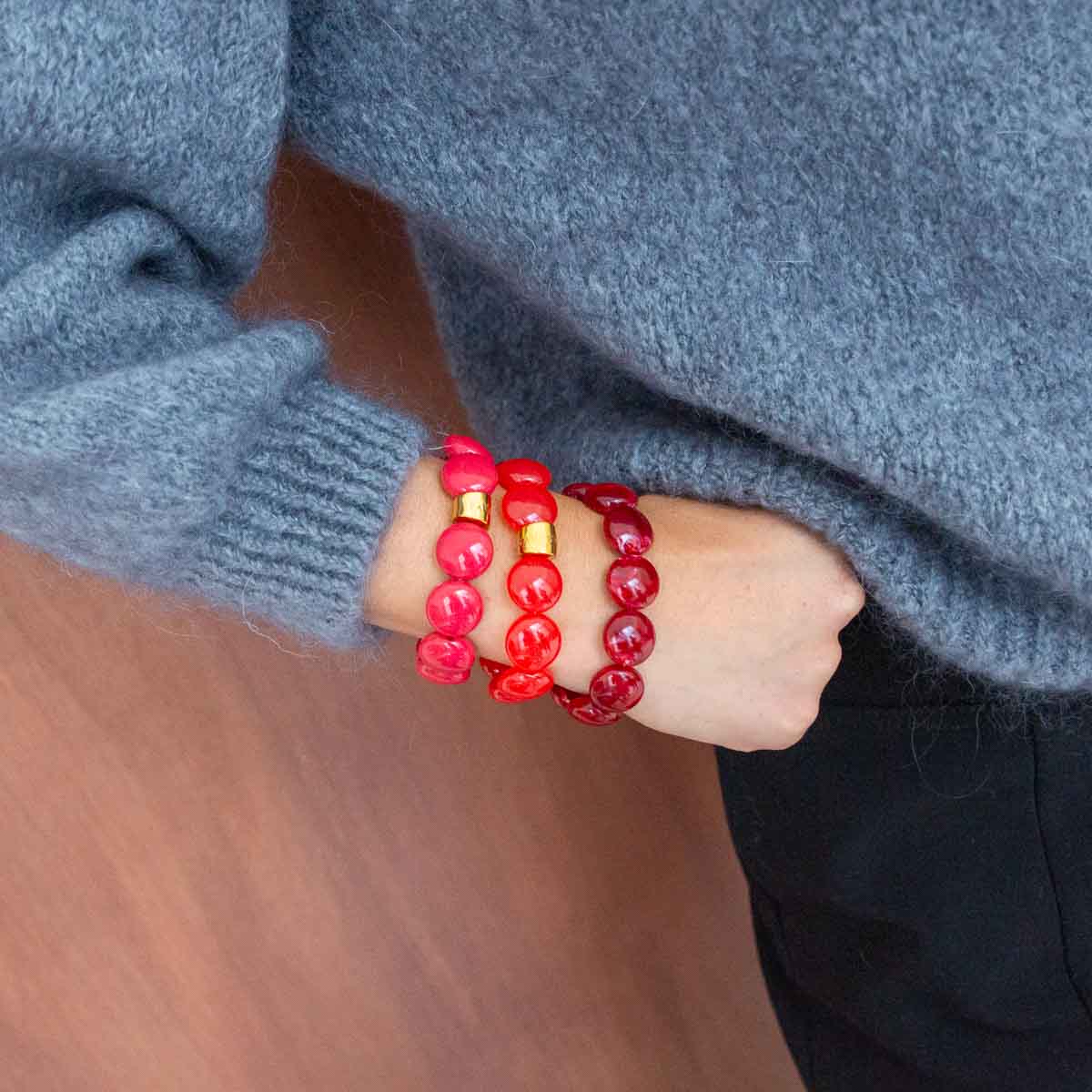 Bracelet bordeaux rouge femme | Bombom Grenat Parabaya Parabaya