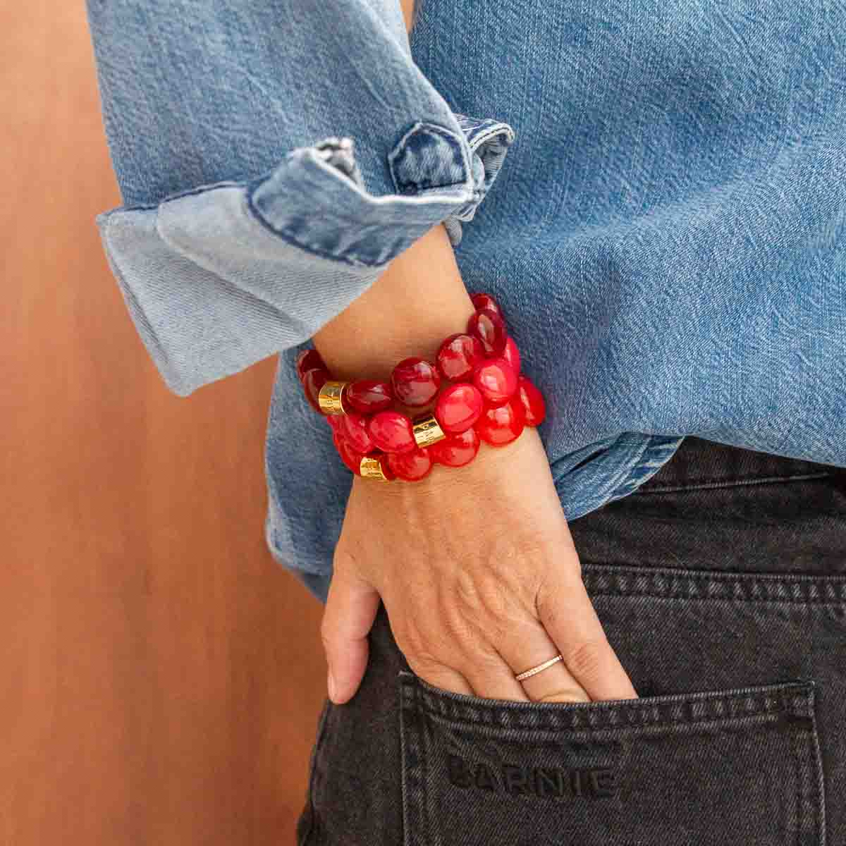 Bracelet bordeaux rouge femme | Bombom Grenat Parabaya Parabaya
