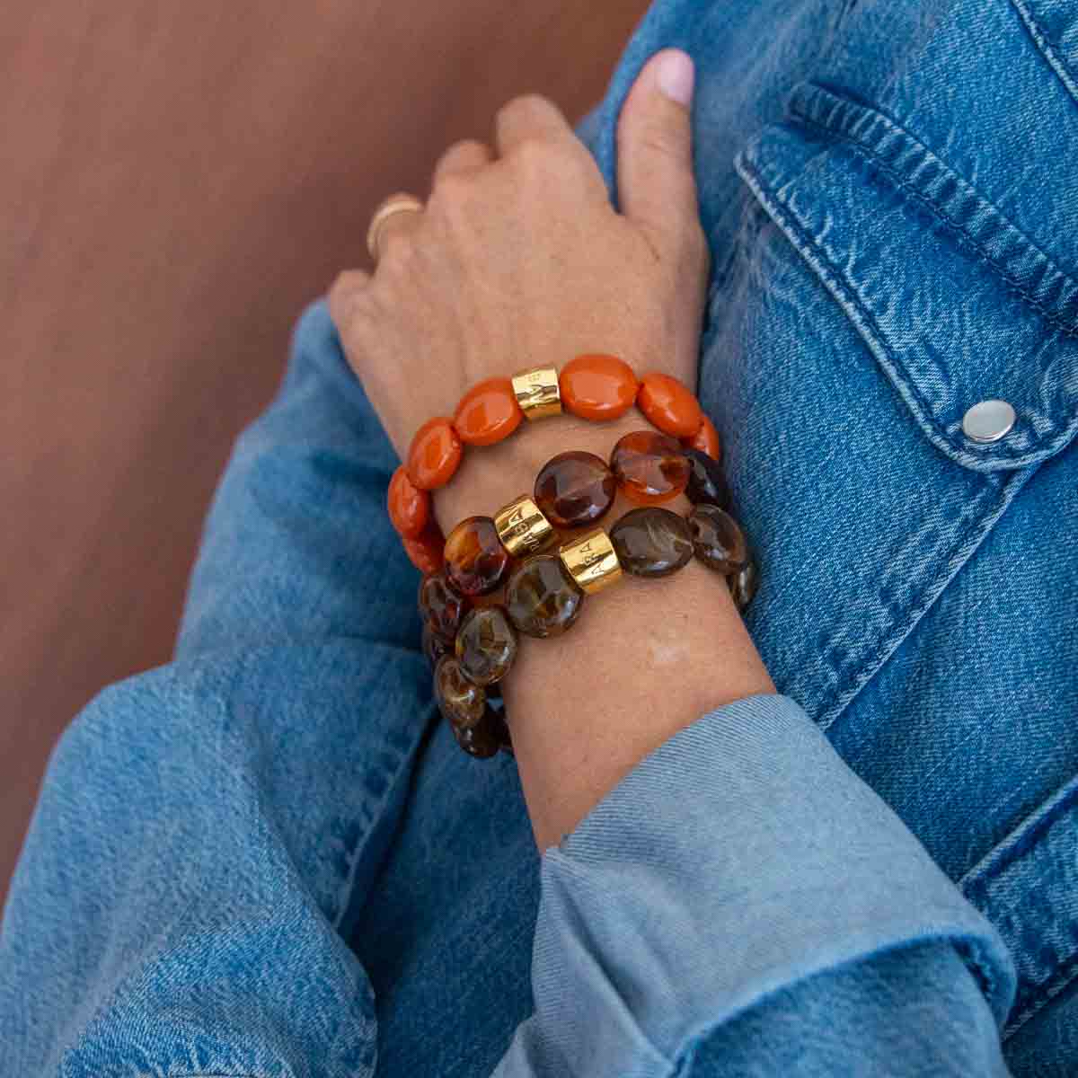 Bracelet chocolat terracotta femme | Bombom Terra Parabaya