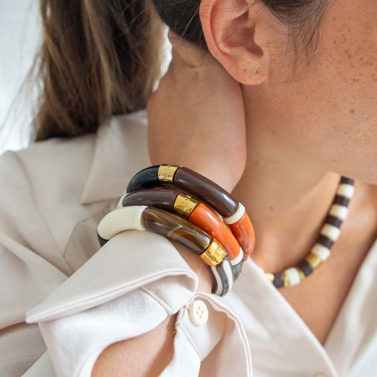 Bracelet chocolat terracotta femme | Pipoca Terra Parabaya