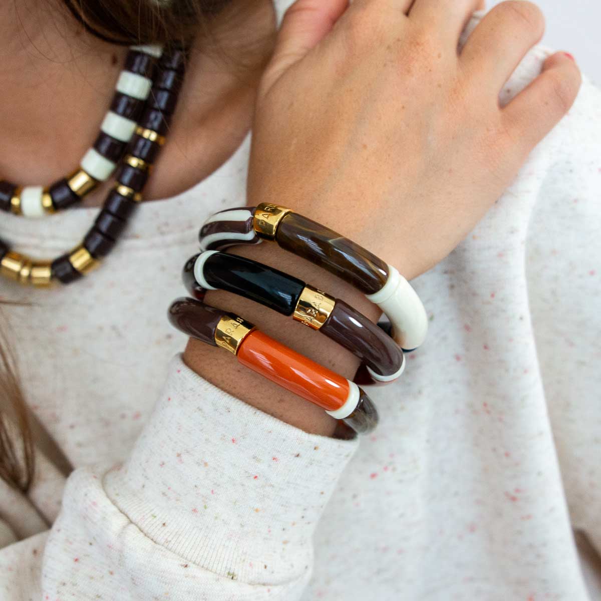 Bracelet chocolat terracotta femme | Pipoca Terra Parabaya