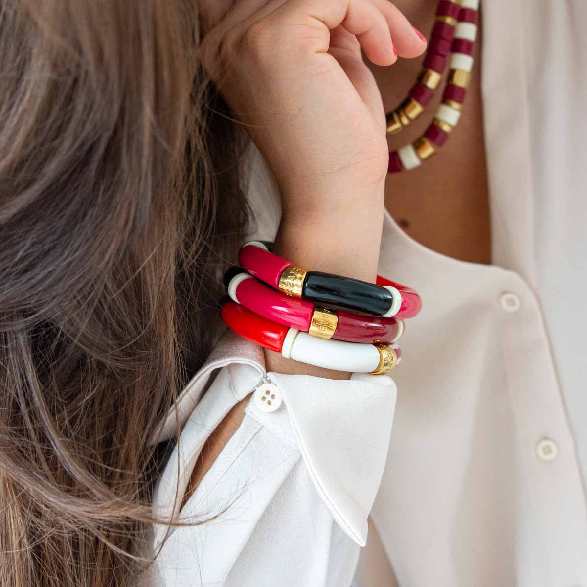 Bracelet magenta bordeaux femme | Pipoca Grenat Parabaya Parabaya