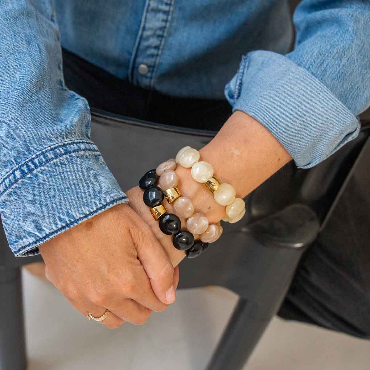 Bracelet noir et marbré femme | Bombom Black Parabaya Parabaya