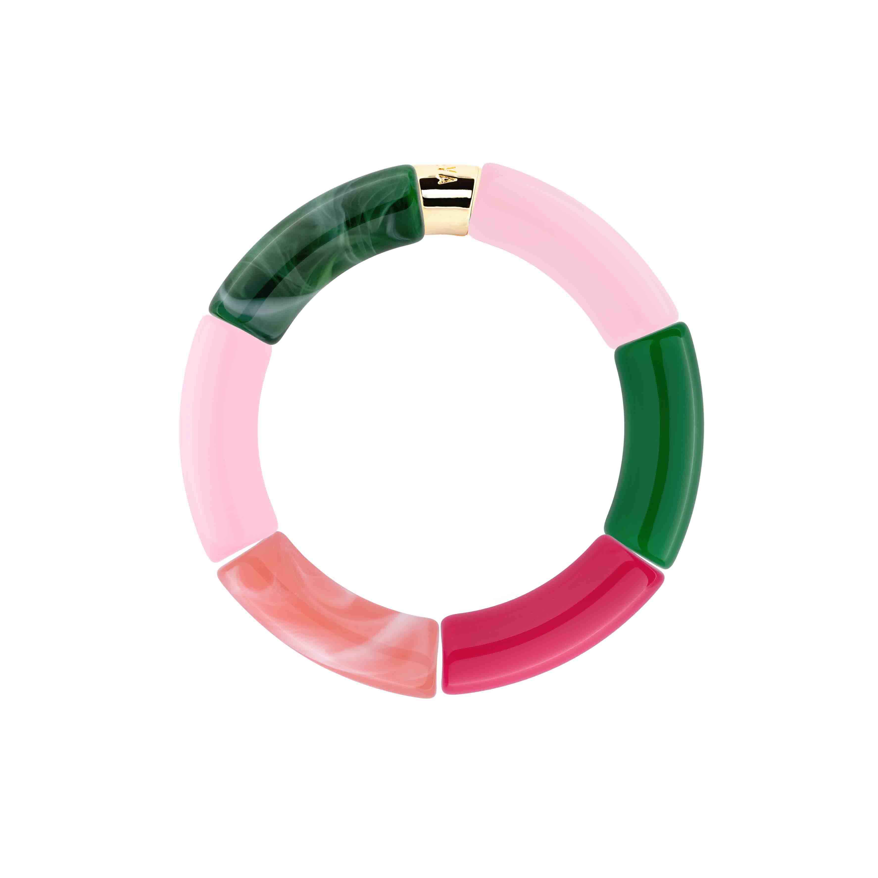 Bracelet perles colorées fuchsia rose vert femme | Pipoca Manda Parabaya Parabaya
