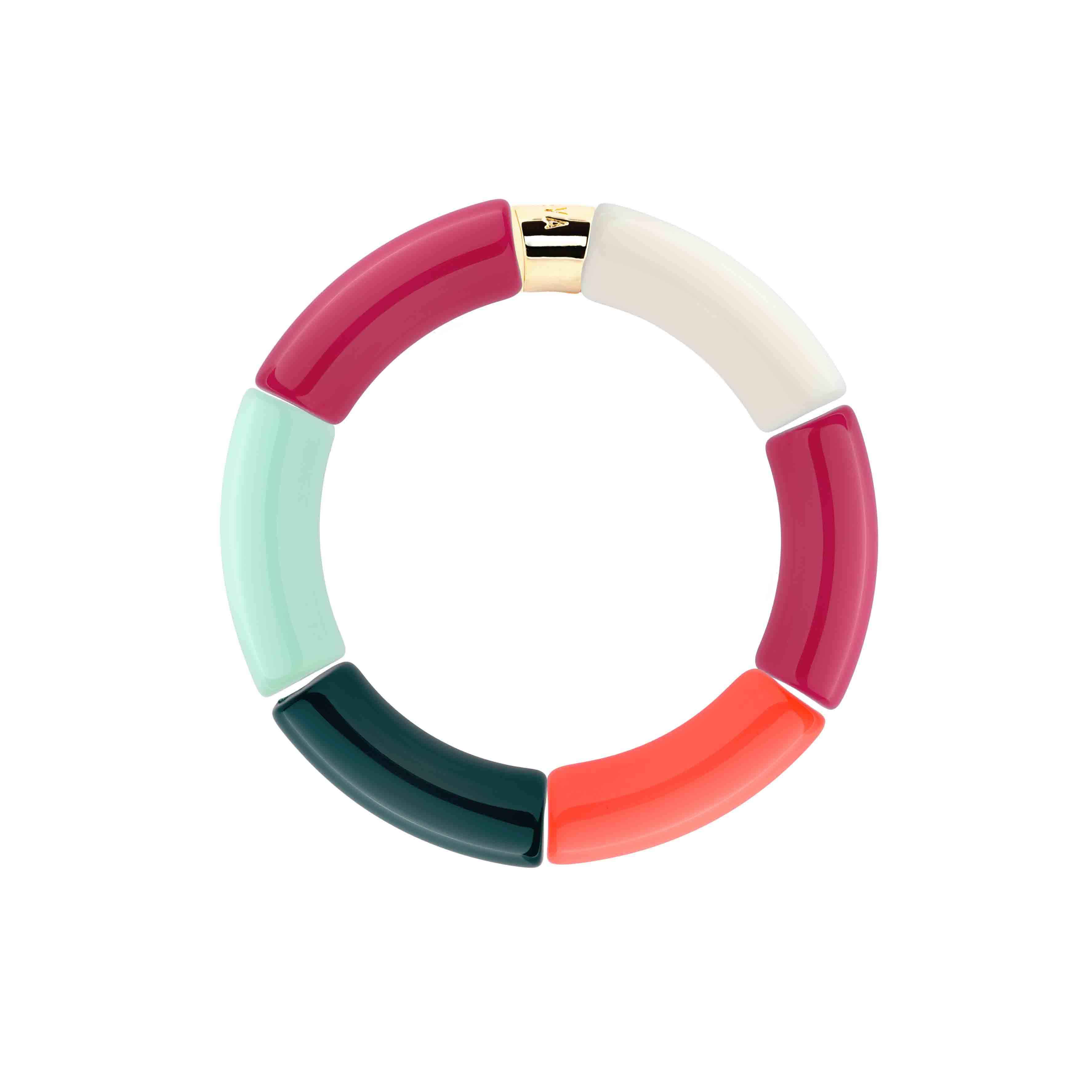 Bracelet perles colorées orange fuchsia bleu femme | Pipoca Energia Paarabaya Parabaya