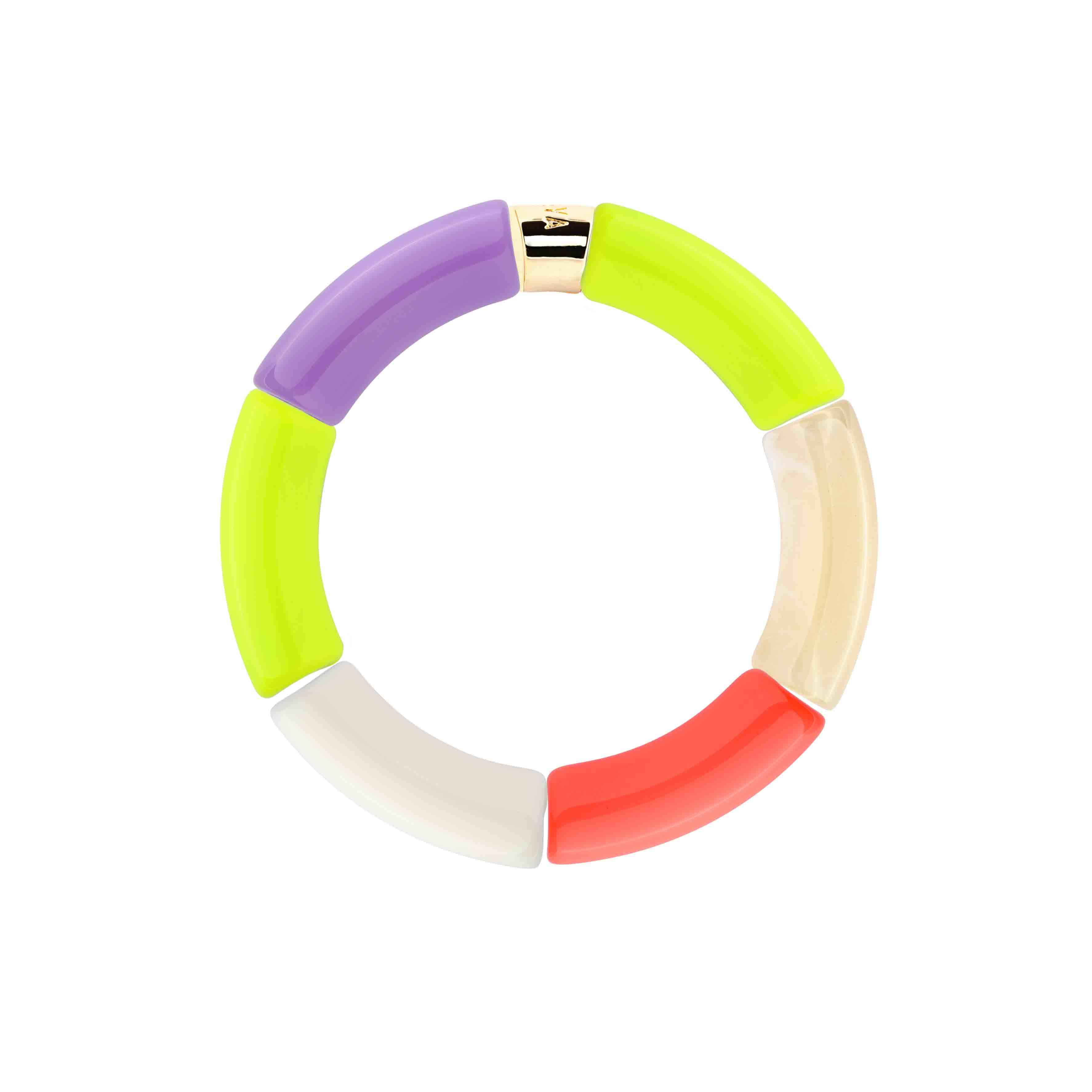 Bracelet perles colorées violet jaune bleu orange femme | Pipoca Surf Parabaya Parabaya