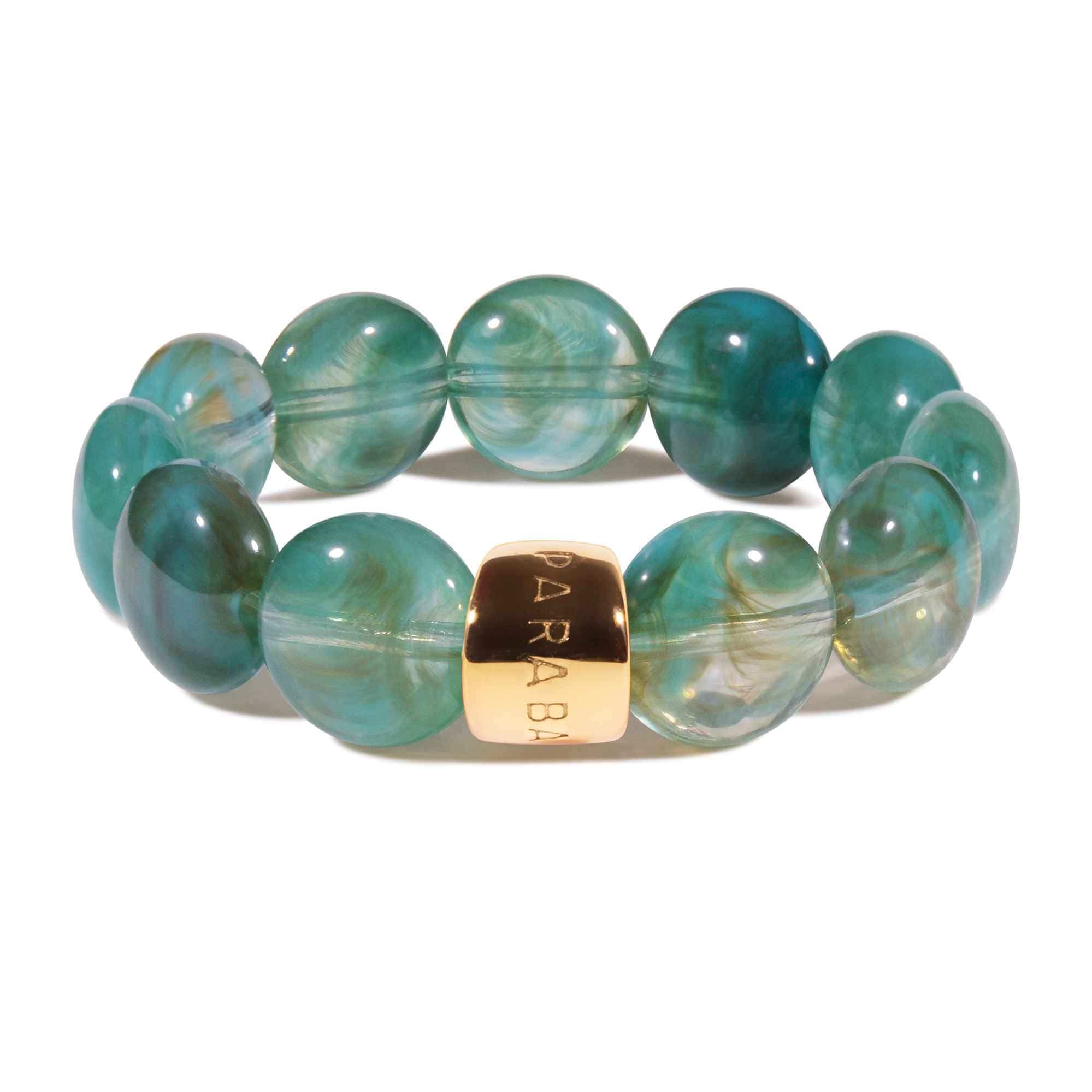 Bracelet perles rondes bleu marbré cobalt femme | Bombom Vela Parabaya Parabaya