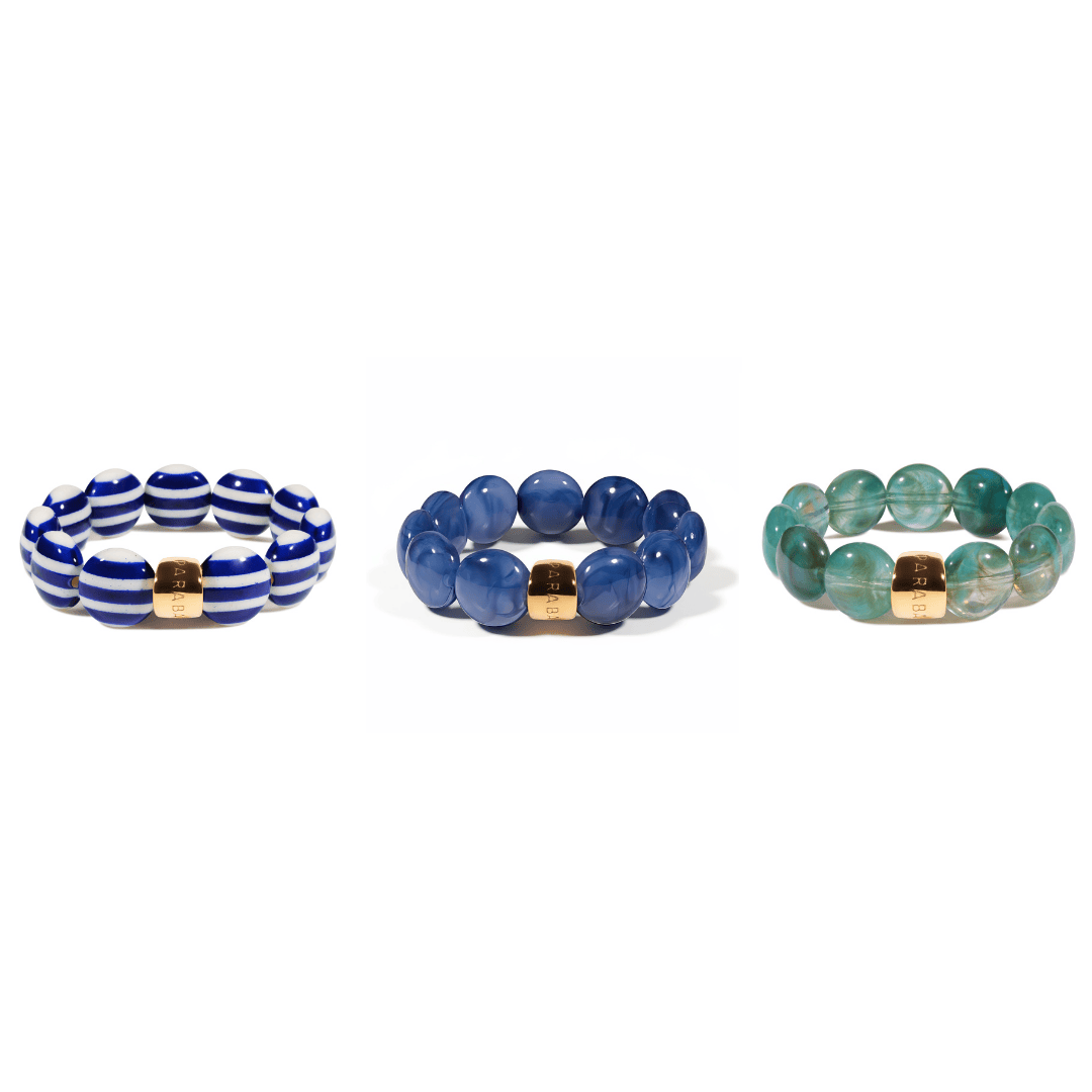 Bracelet perles rondes bleu marbré cobalt femme | Bombom Vela Parabaya Parabaya