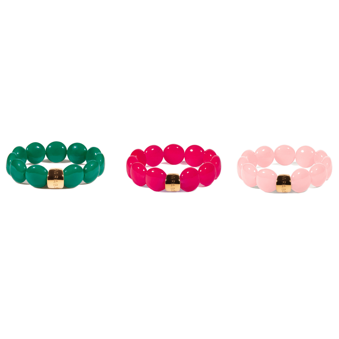 Bracelet perles rondes colorées rose fuchsia menthe | Bombom Manda Parabaya Parabaya