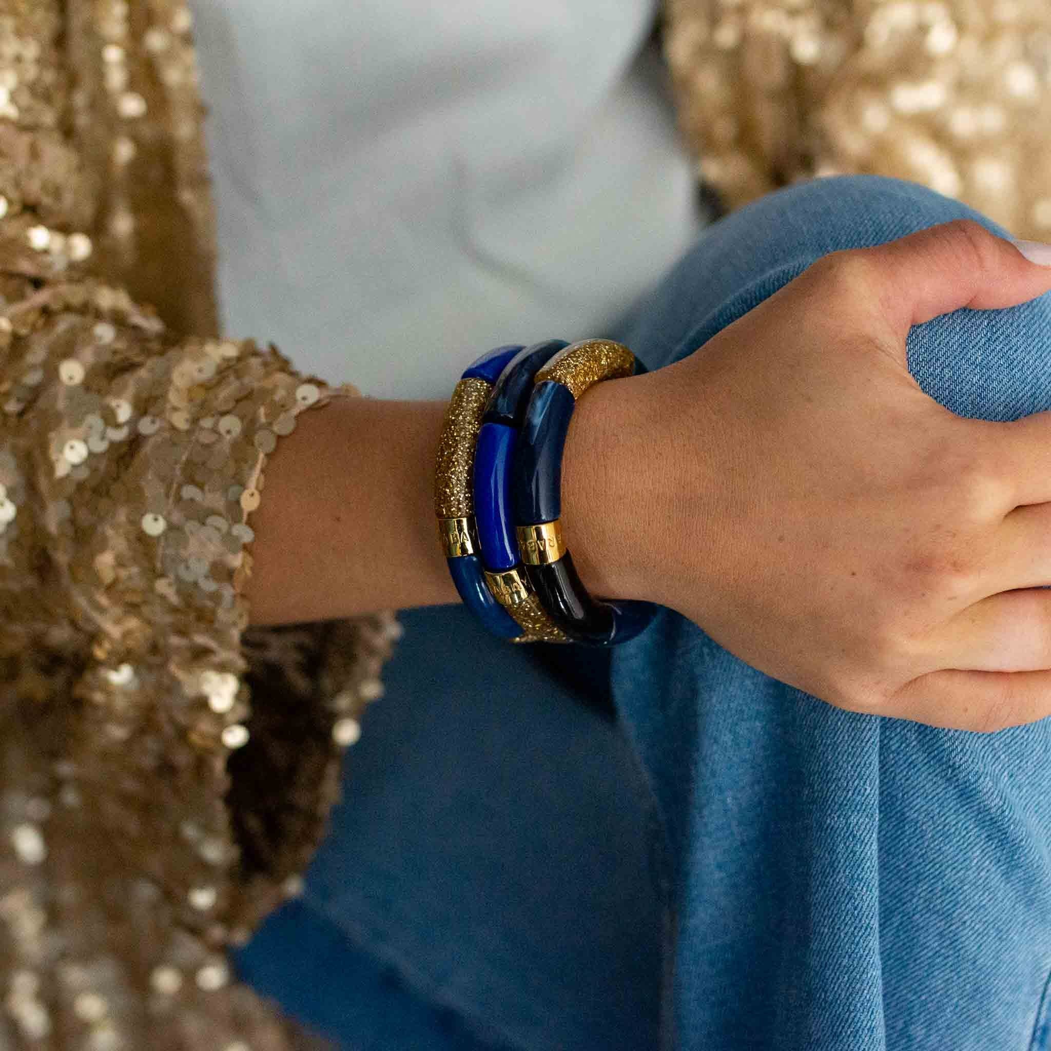Bracelet Pipoca Azul-Ouro Parabaya