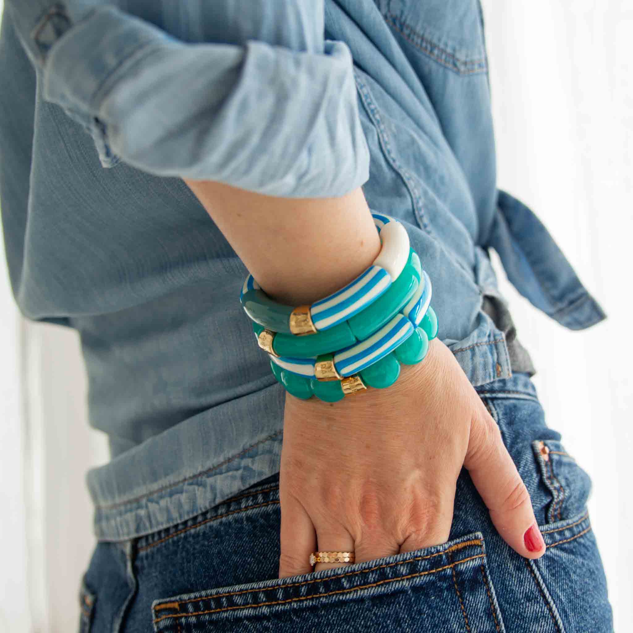 Bracelet Pipoca Brasil Riviera Turquesa Parabaya