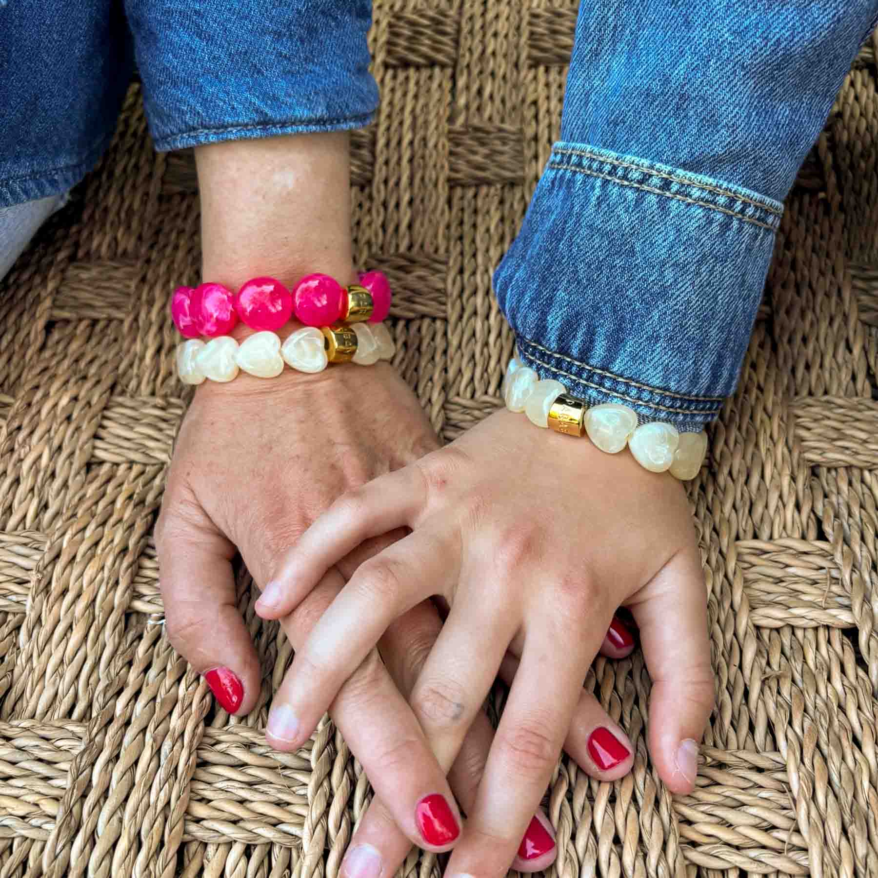 Coffret maman enfant bracelets assortis crème | Matchy-Matchy Parabaya Parabaya