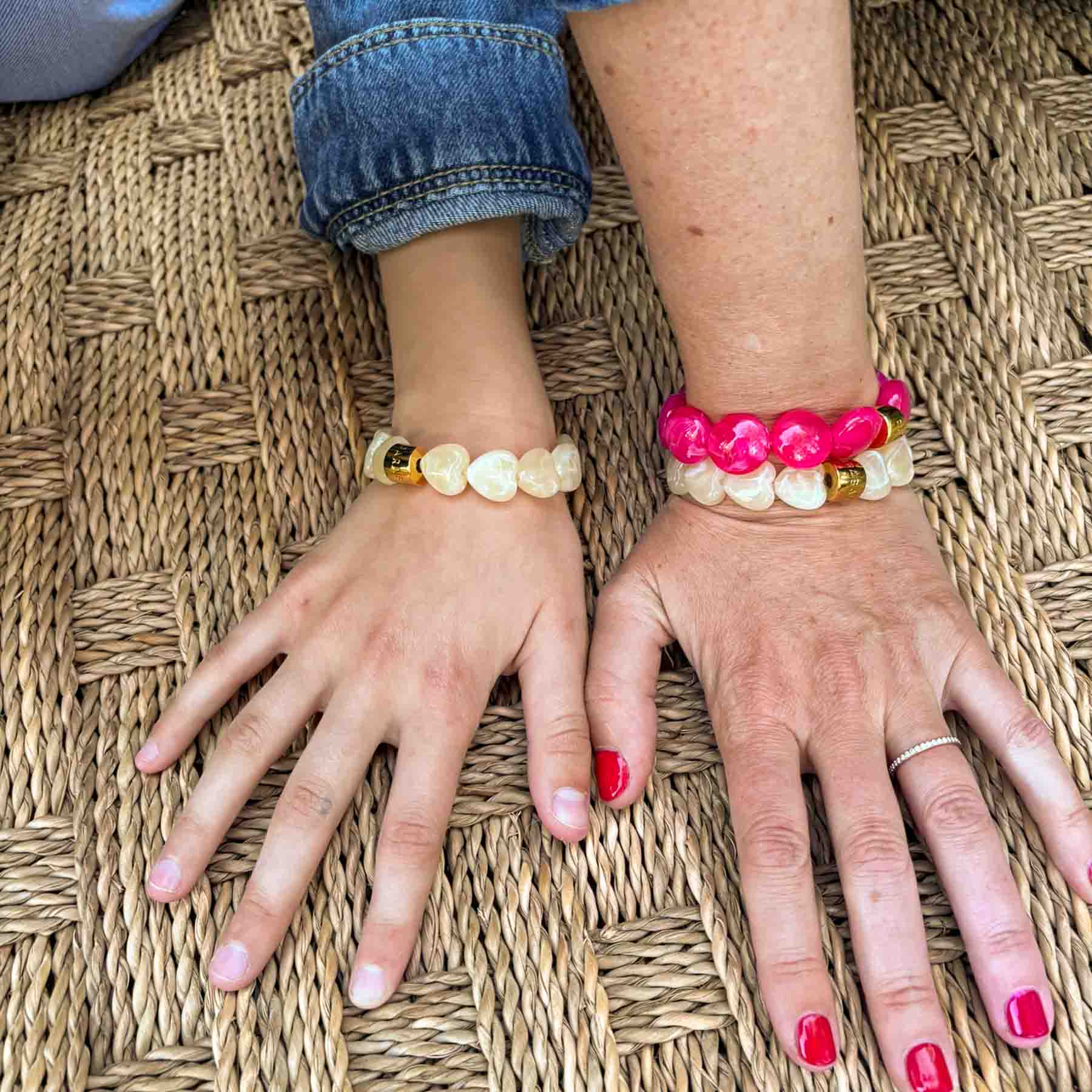 Coffret maman enfant bracelets assortis crème | Matchy-Matchy Parabaya Parabaya