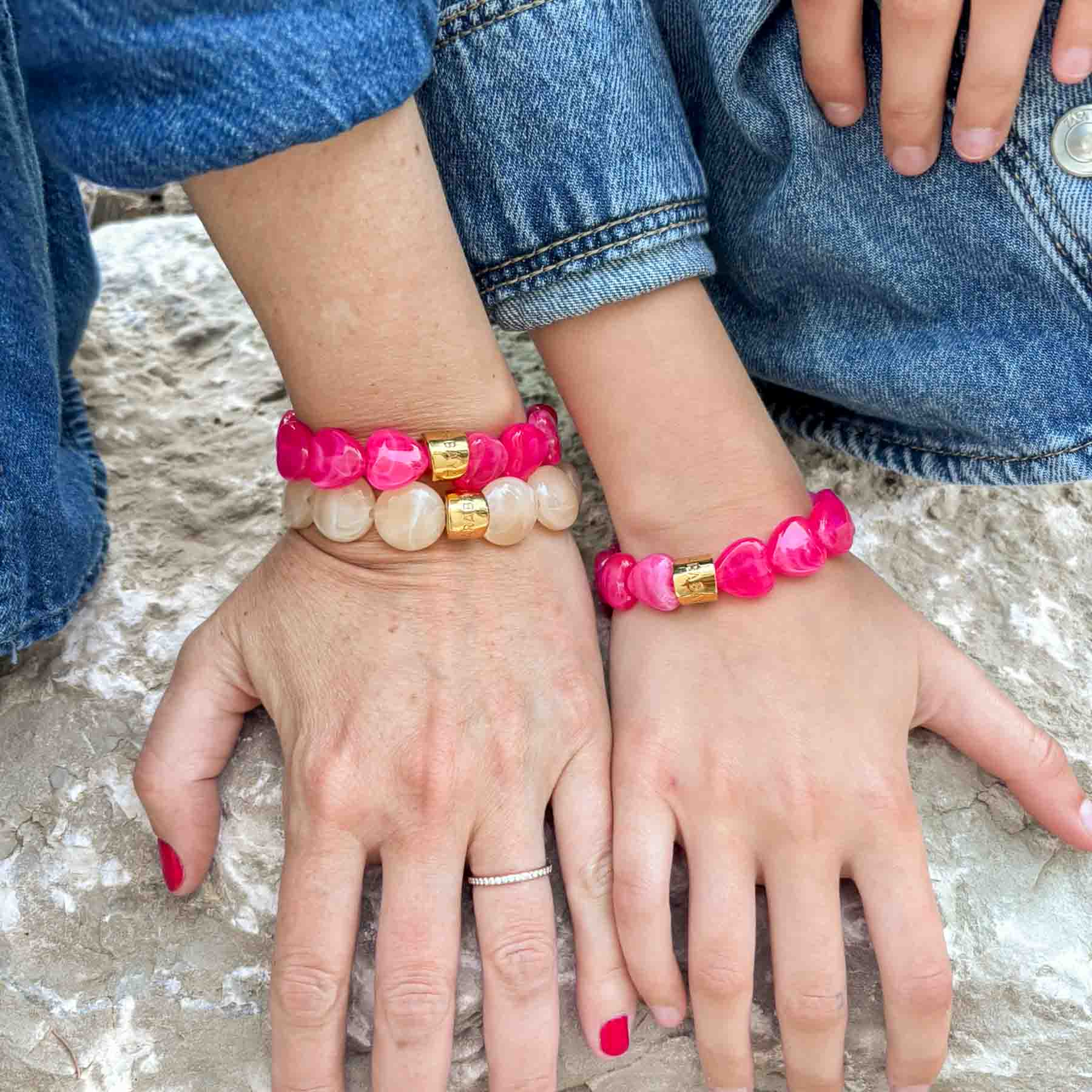 Coffret maman enfant bracelets assortis rose | Matchy-Matchy Parabaya Parabaya