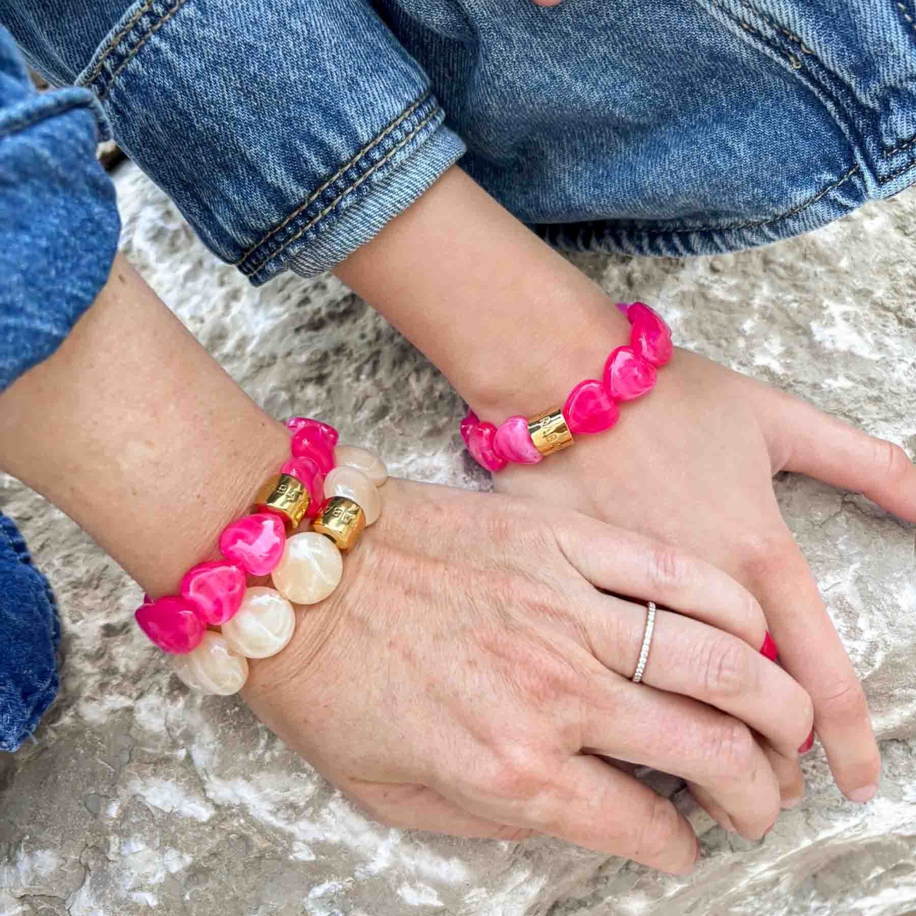 Coffret maman enfant bracelets assortis rose | Matchy-Matchy Parabaya Parabaya