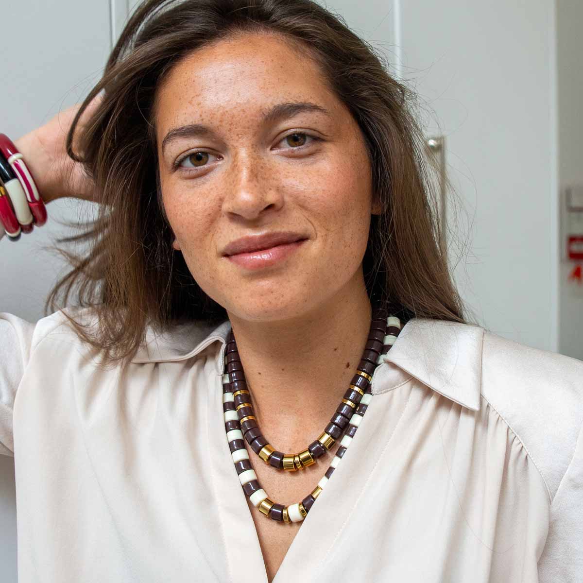 Collier chocolat et doré femme | Praia Terra Parabaya Parabaya