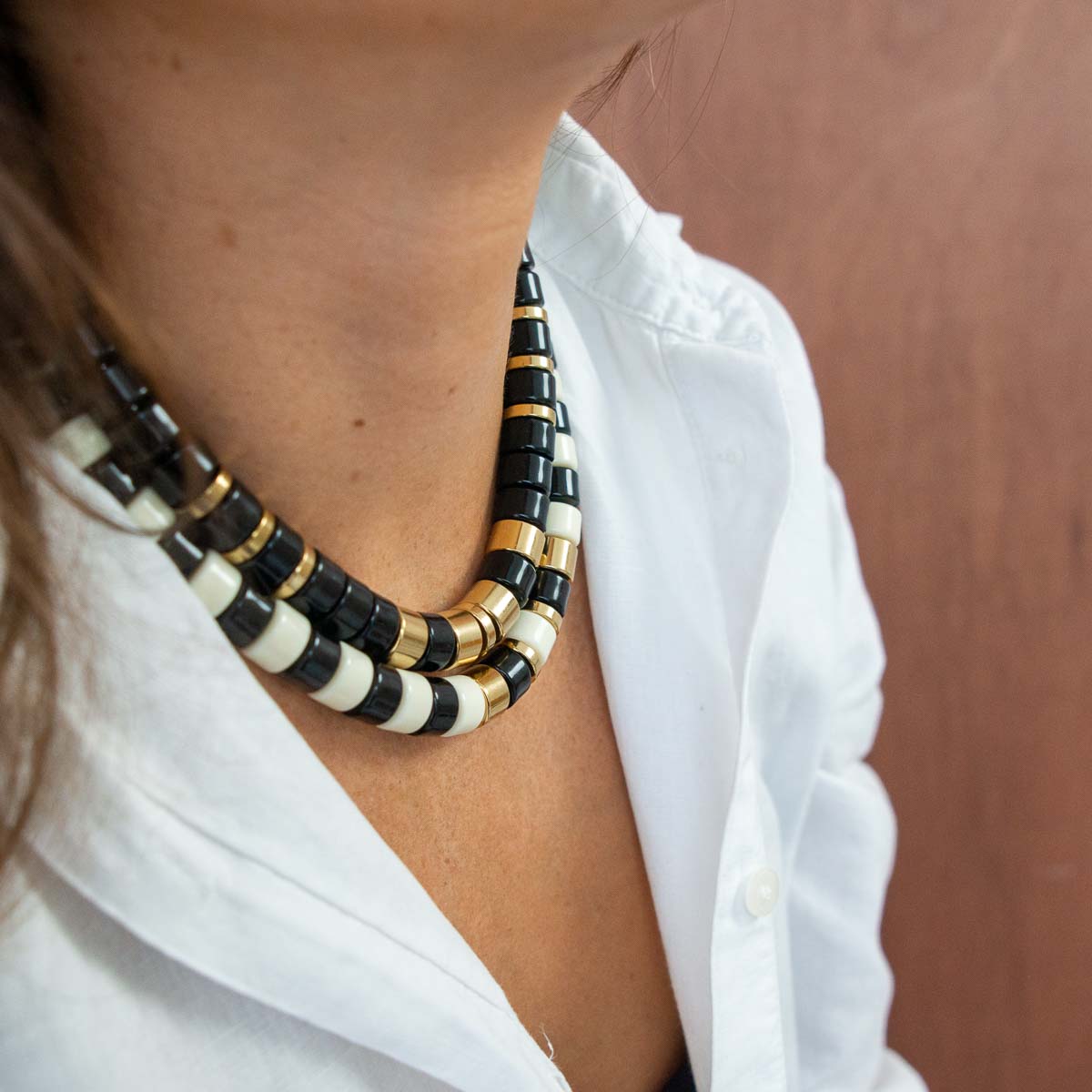 Collier noir et doré femme | Praia Black Parabaya Parabaya