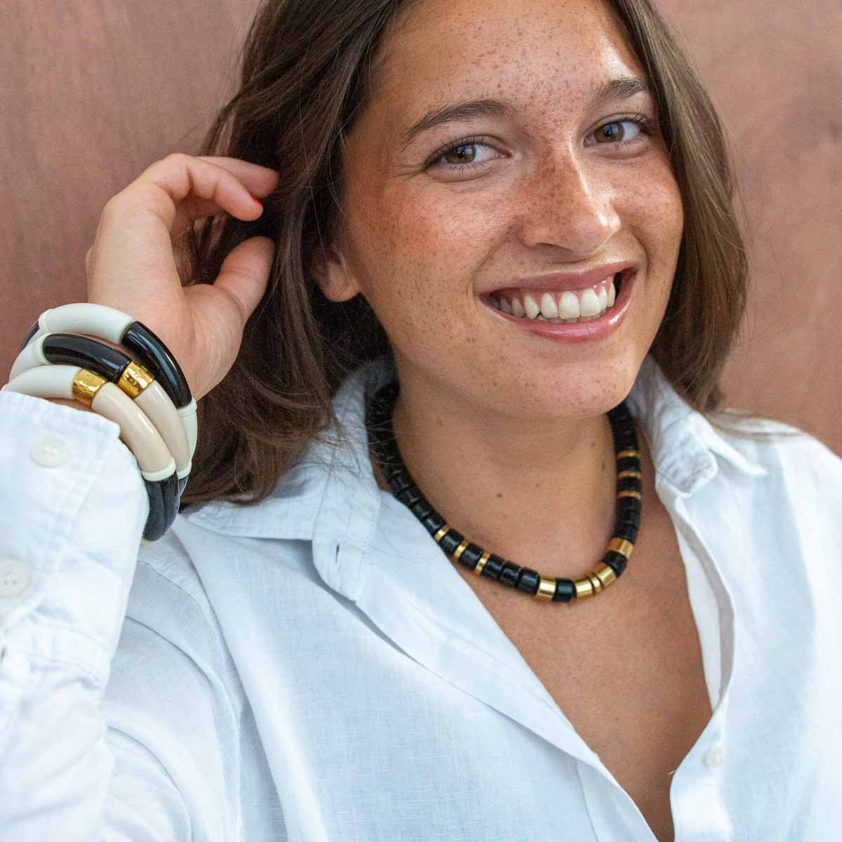 Collier noir et doré femme | Praia Black Parabaya Parabaya