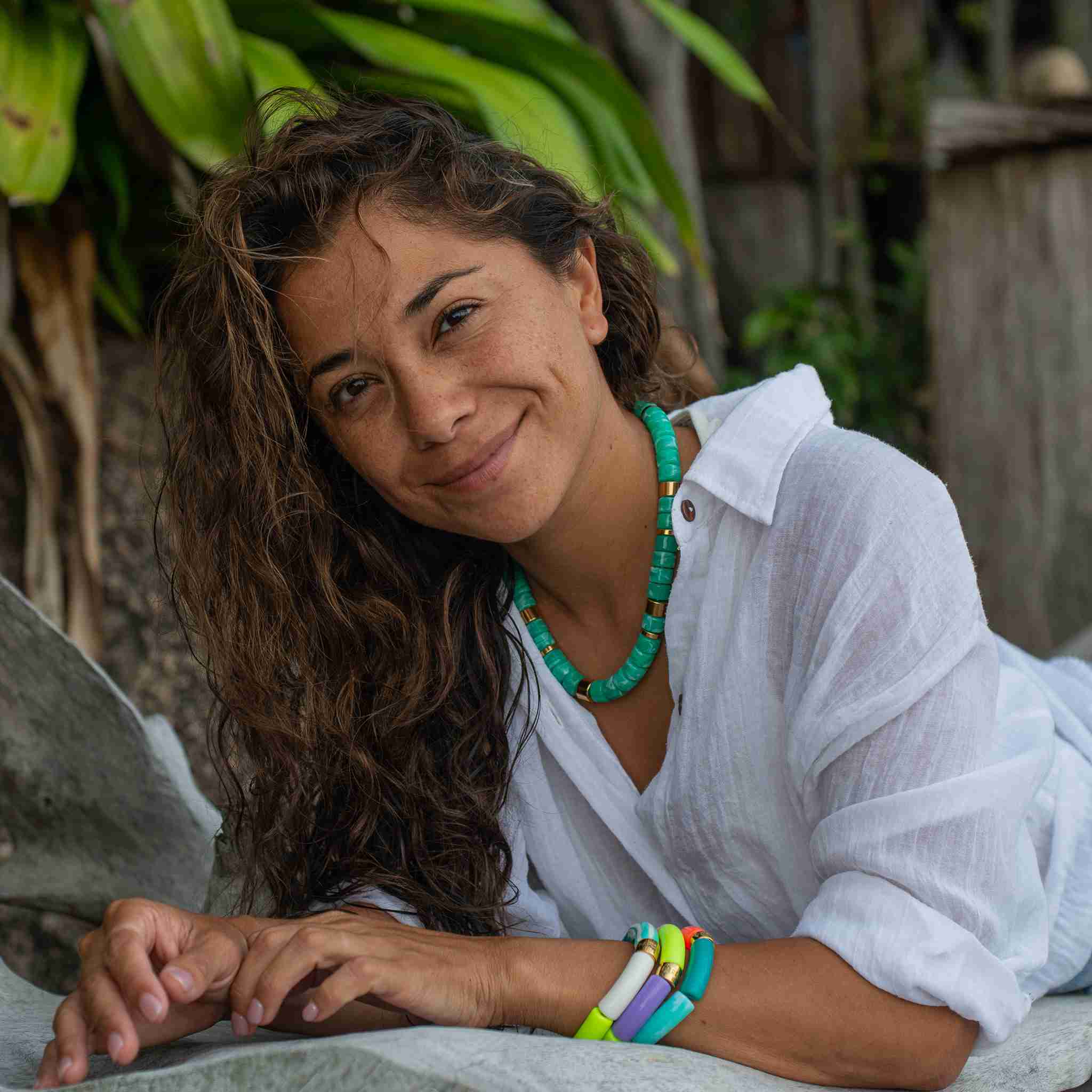 Collier perles bleu lagon femme réglable | Praia Lagon Parabaya Parabaya