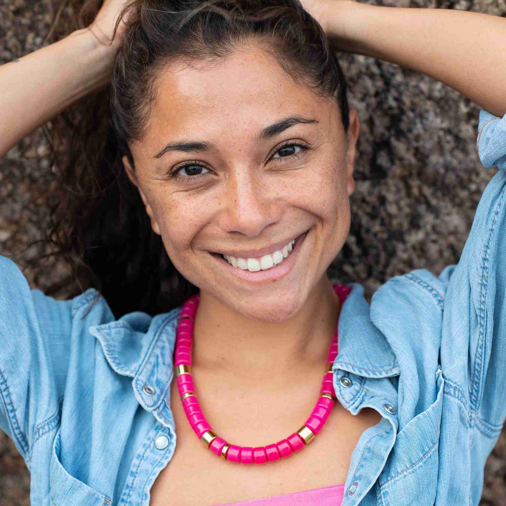 Collier perles magenta femme réglable | Praia Magenta Parabaya Parabaya