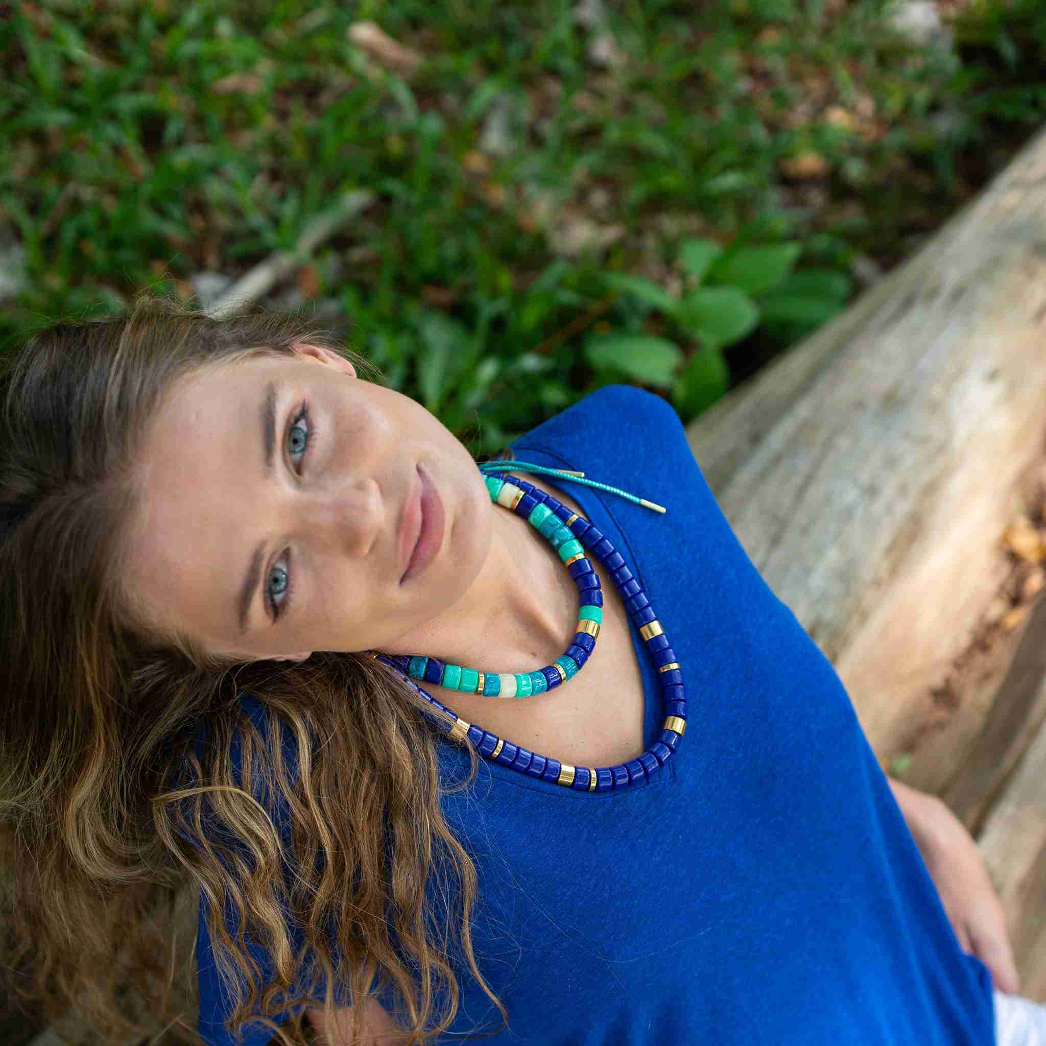 Collier réglable bleu turquoise lagon femme | Praia Azul Mix Parabaya Parabaya