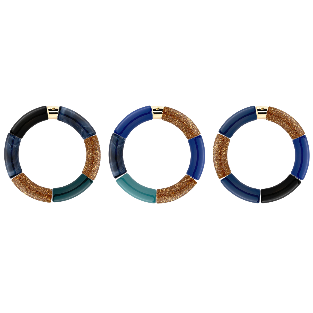 Bracelet Pipoca Azul-Ouro