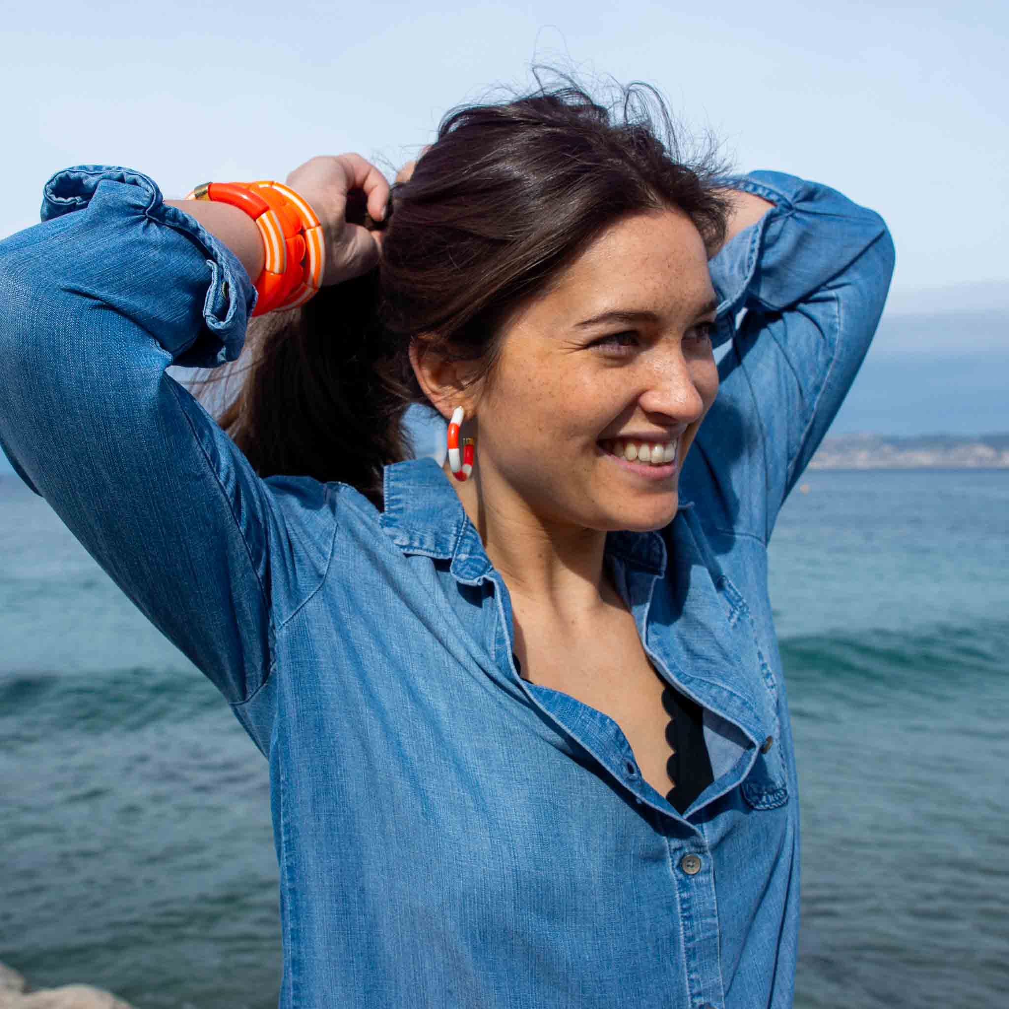 Boucles d'oreilles Bola Riviera Laranja Parabaya