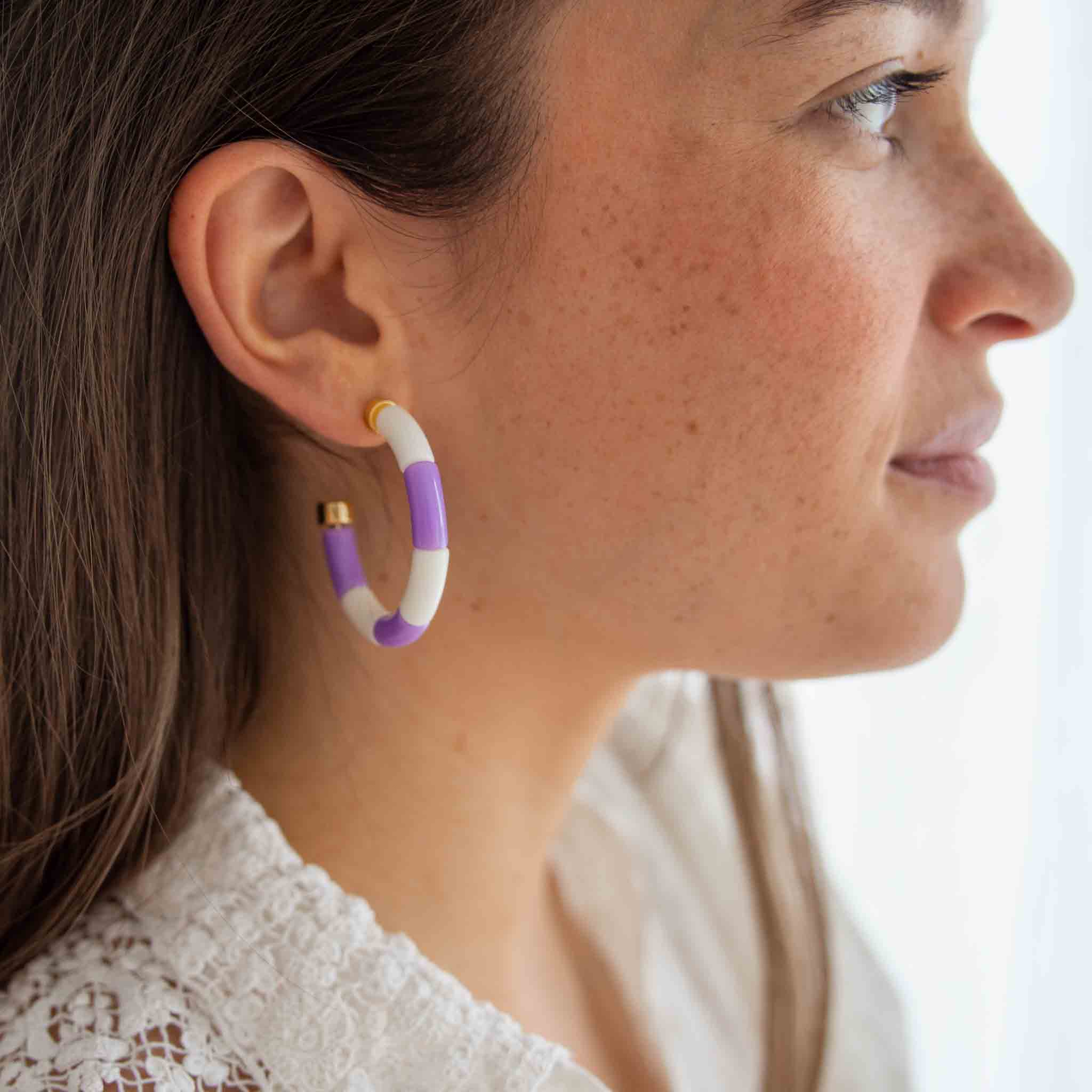 Boucles d'oreilles Bola Riviera Lila Parabaya