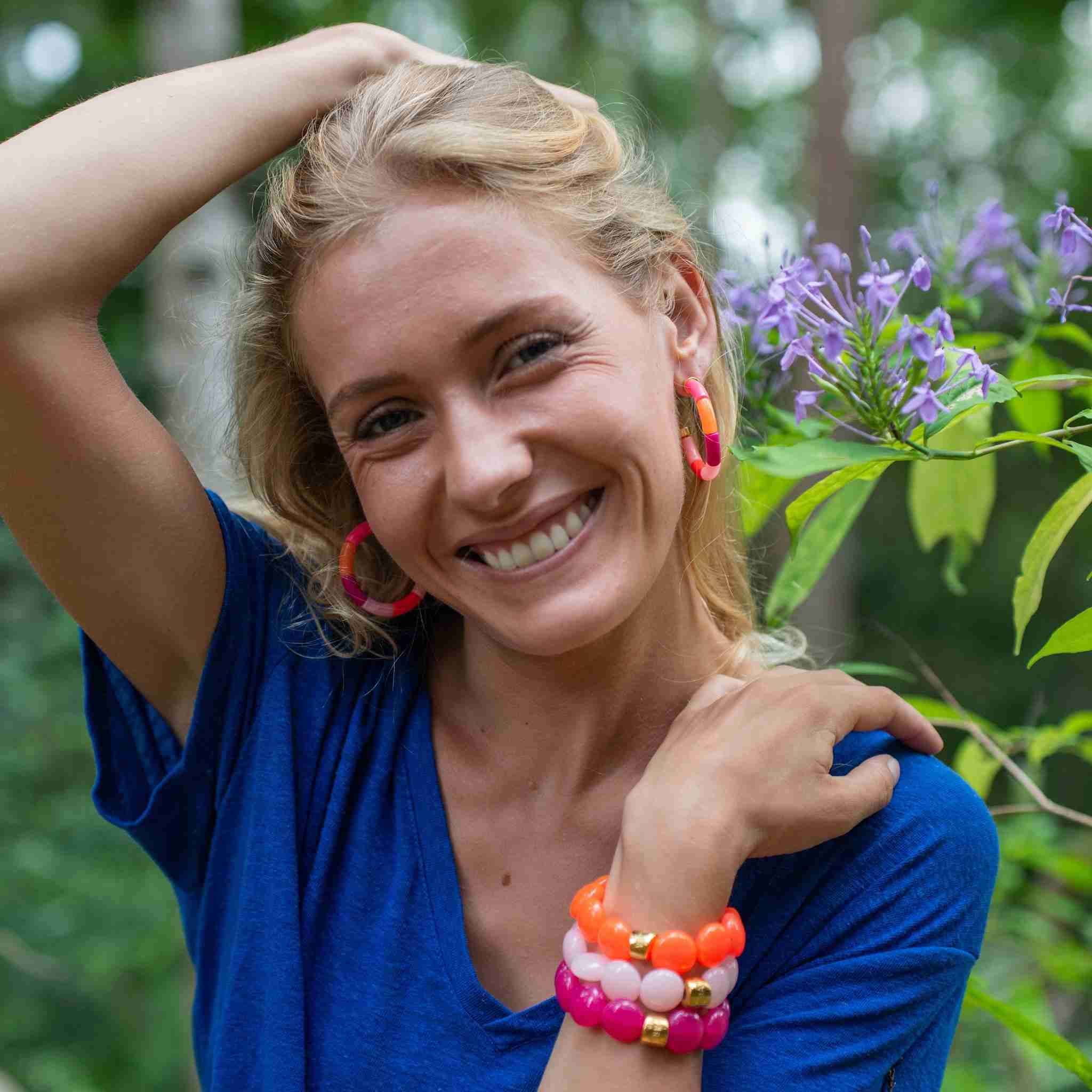 Boucles d’oreilles créoles perles colorées interchangeables | Jinga Parabaya