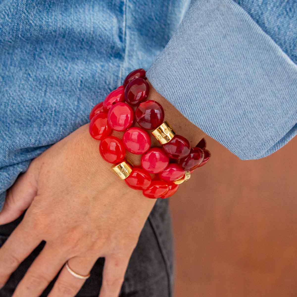Bracelet bordeaux rouge femme | Bombom Grenat Parabaya Parabaya