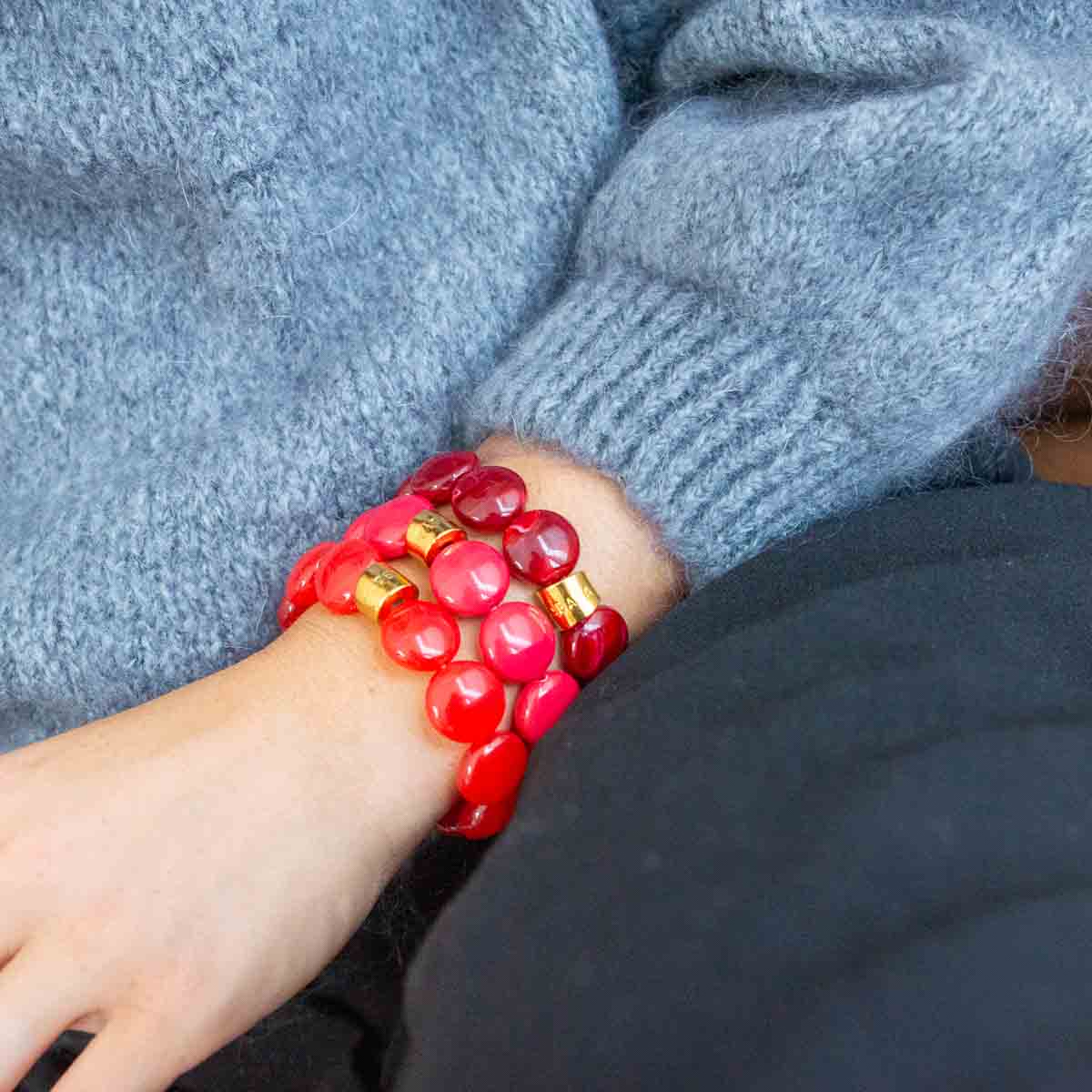 Bracelet bordeaux rouge femme | Bombom Grenat Parabaya Parabaya