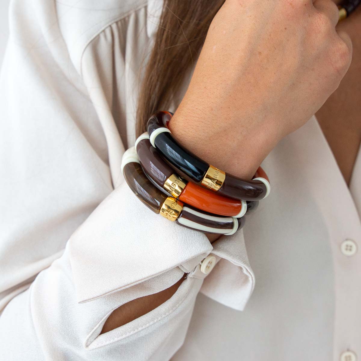 Bracelet chocolat terracotta femme | Pipoca Terra Parabaya