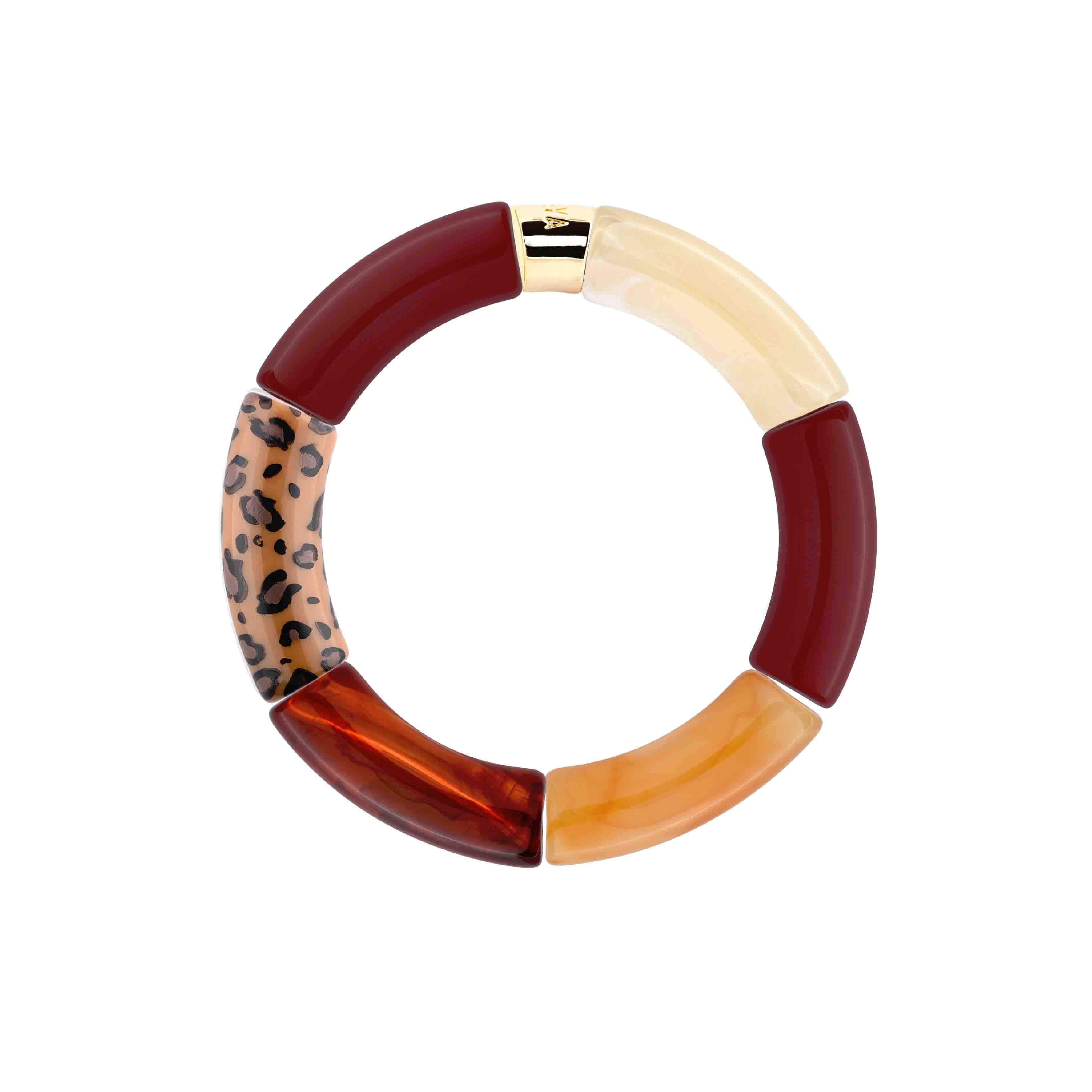 Bracelet léopard femme perles bordeaux crème | Pampa Pipoca Parabaya Parabaya
