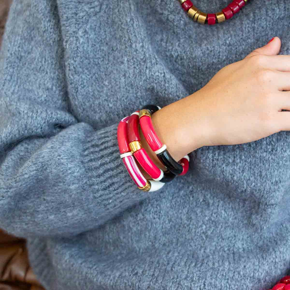 Bracelet magenta bordeaux femme | Pipoca Grenat Parabaya Parabaya