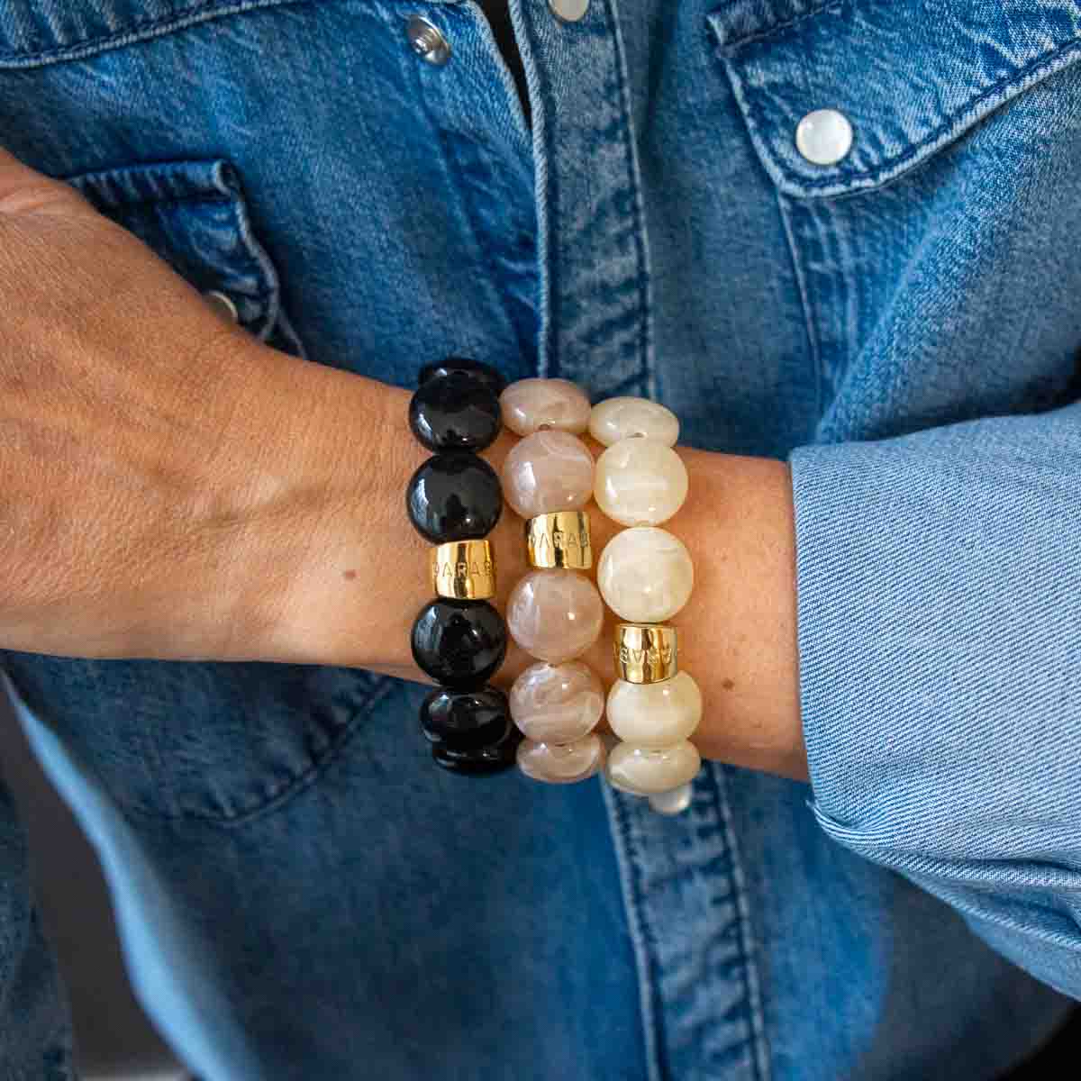 Bracelet noir et marbré femme | Bombom Black Parabaya Parabaya