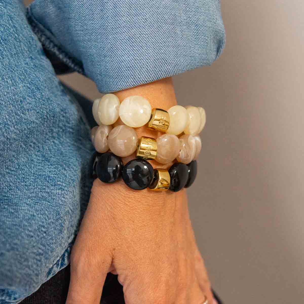 Bracelet noir et marbré femme | Bombom Black Parabaya Parabaya