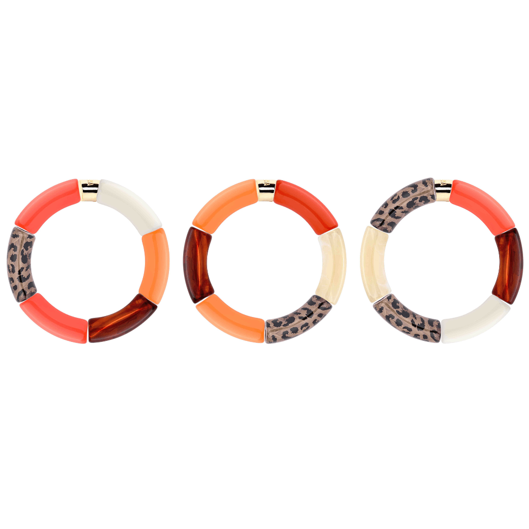 Bracelet orange femme perles léopard | Maraca Pipoca Parabaya Parabaya