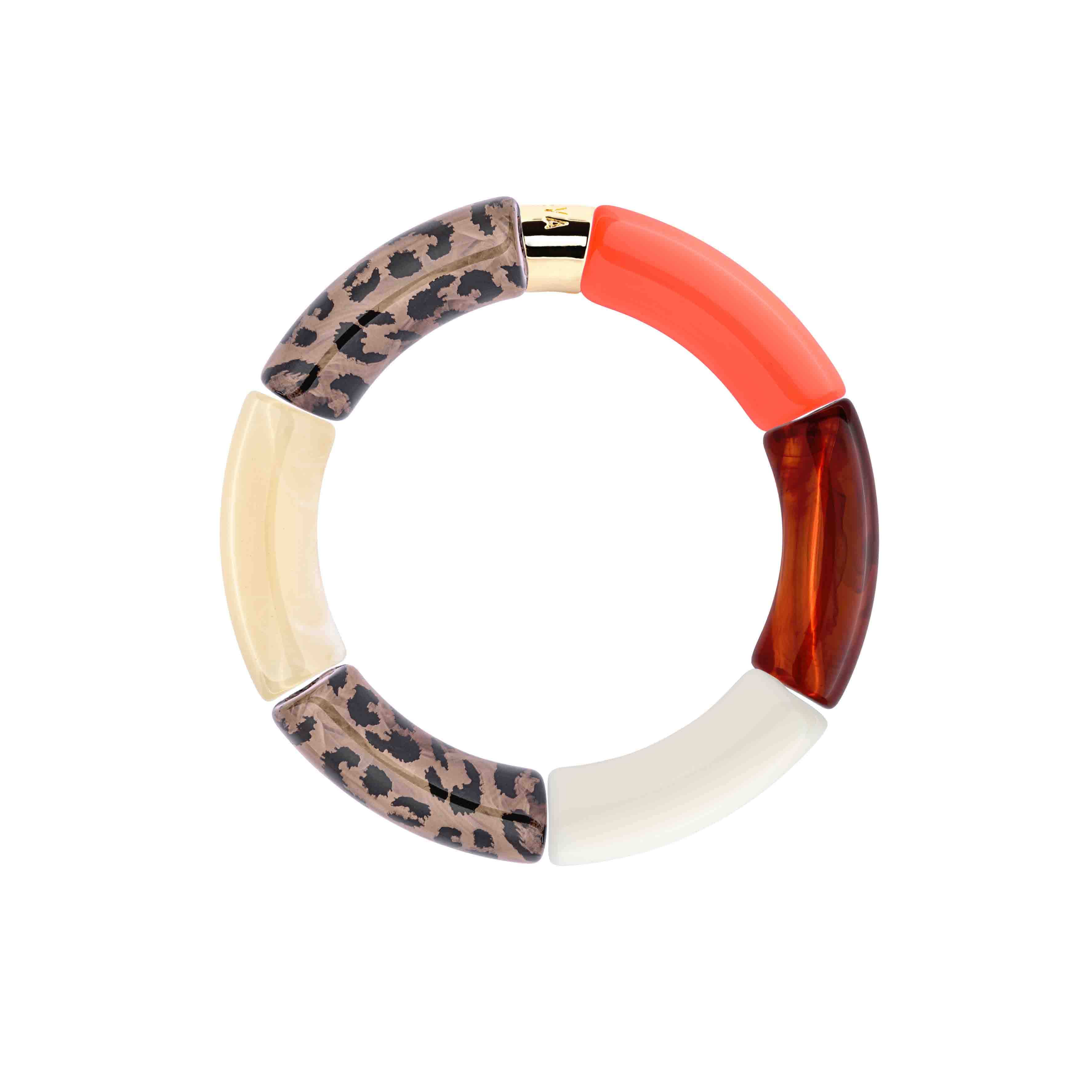 Bracelet orange femme perles léopard | Maraca Pipoca Parabaya Parabaya