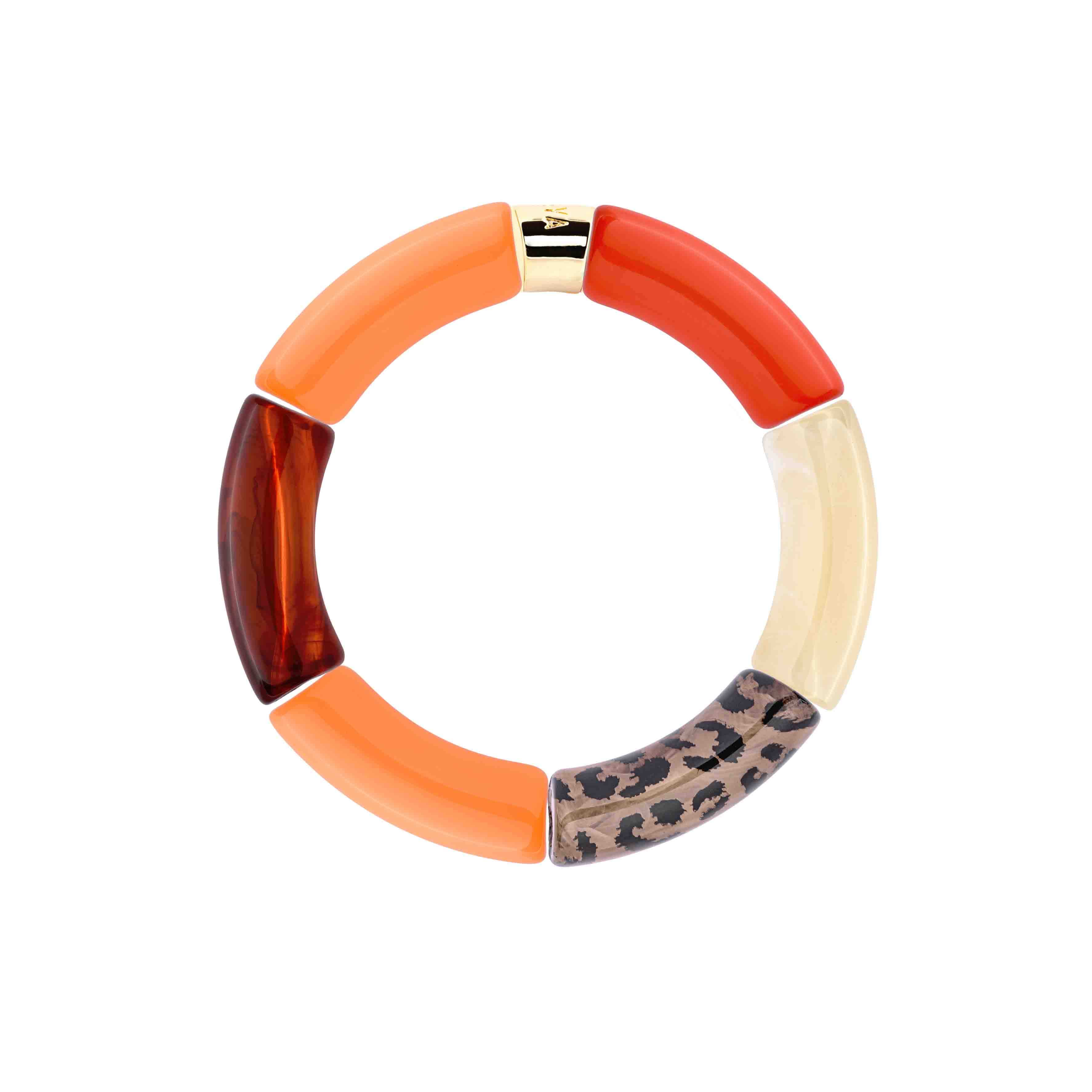 Bracelet orange femme perles léopard | Maraca Pipoca Parabaya Parabaya