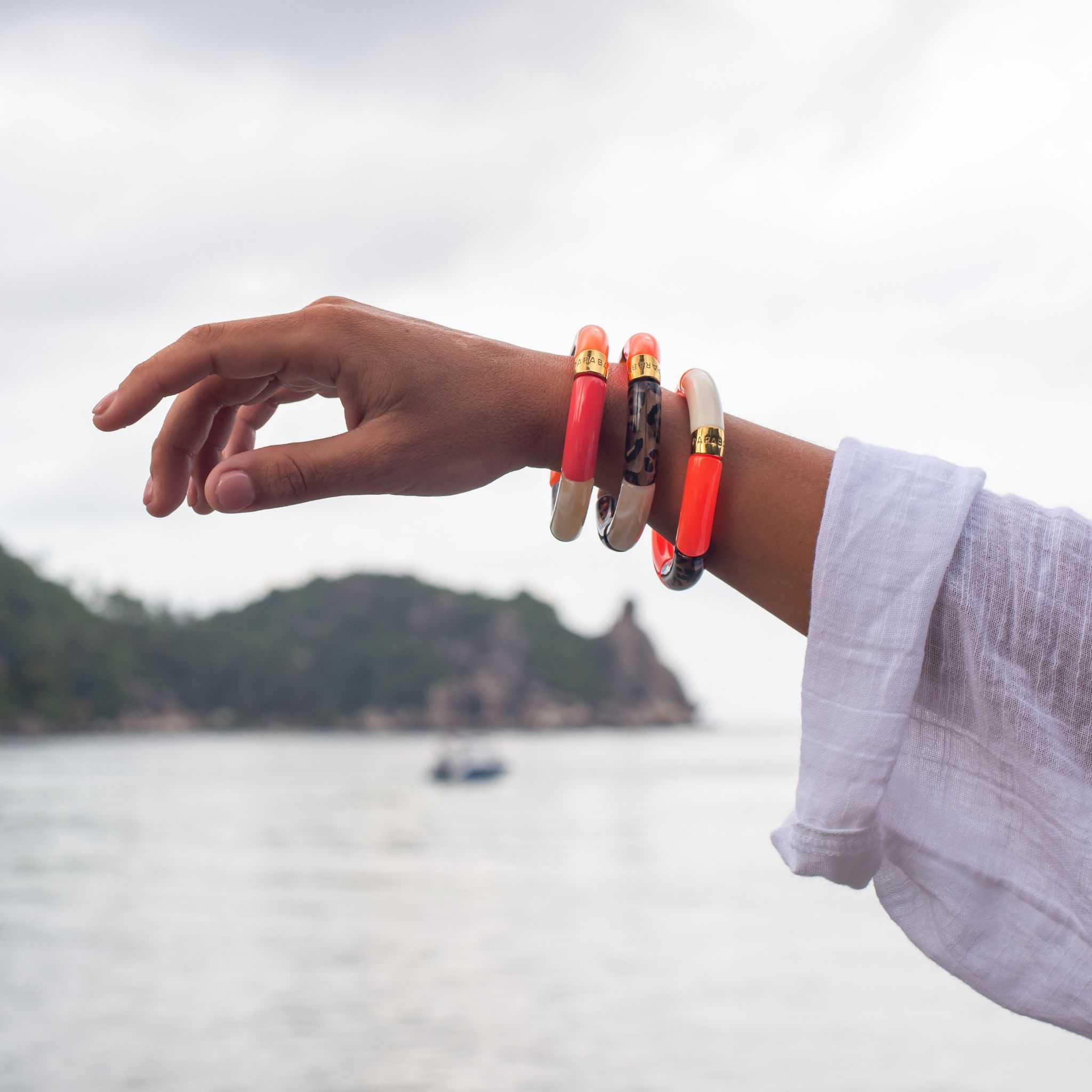 Bracelet orange femme perles léopard | Maraca Pipoca Parabaya Parabaya