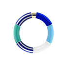 Bracelet perles colorées bleu jaune femme rayé | Pipoca Vela Parabaya Parabaya