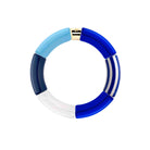 Bracelet perles colorées bleu jaune femme rayé | Pipoca Vela Parabaya Parabaya