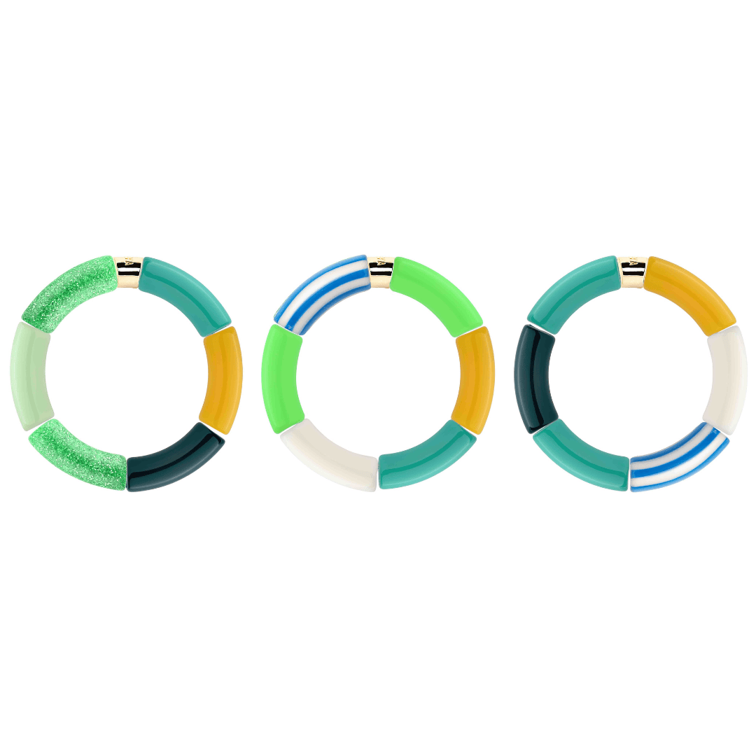 Bracelet perles colorées bleu jaune vert femme | Pipoca Brasil Parabaya Parabaya