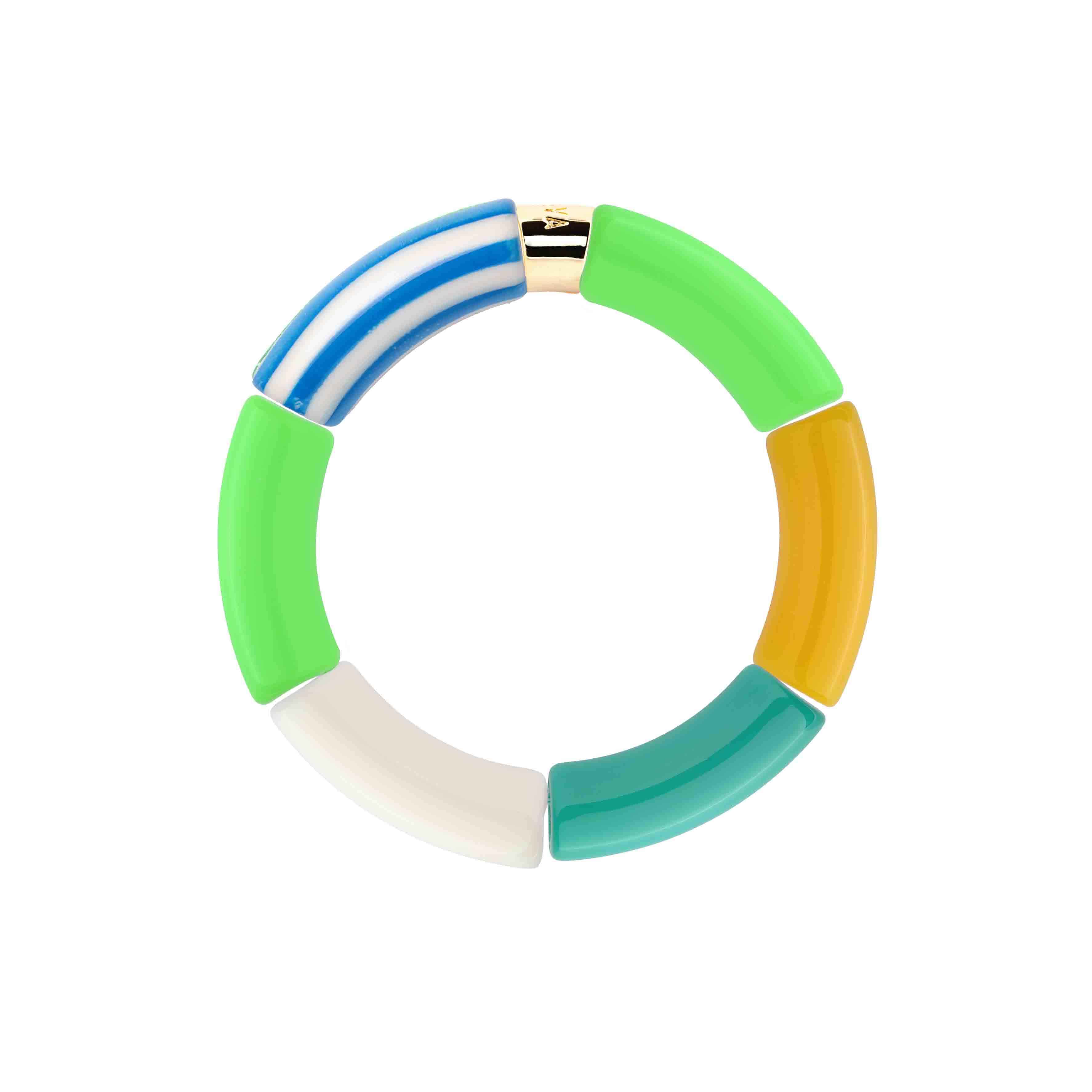 Bracelet perles colorées bleu jaune vert femme | Pipoca Brasil Parabaya Parabaya