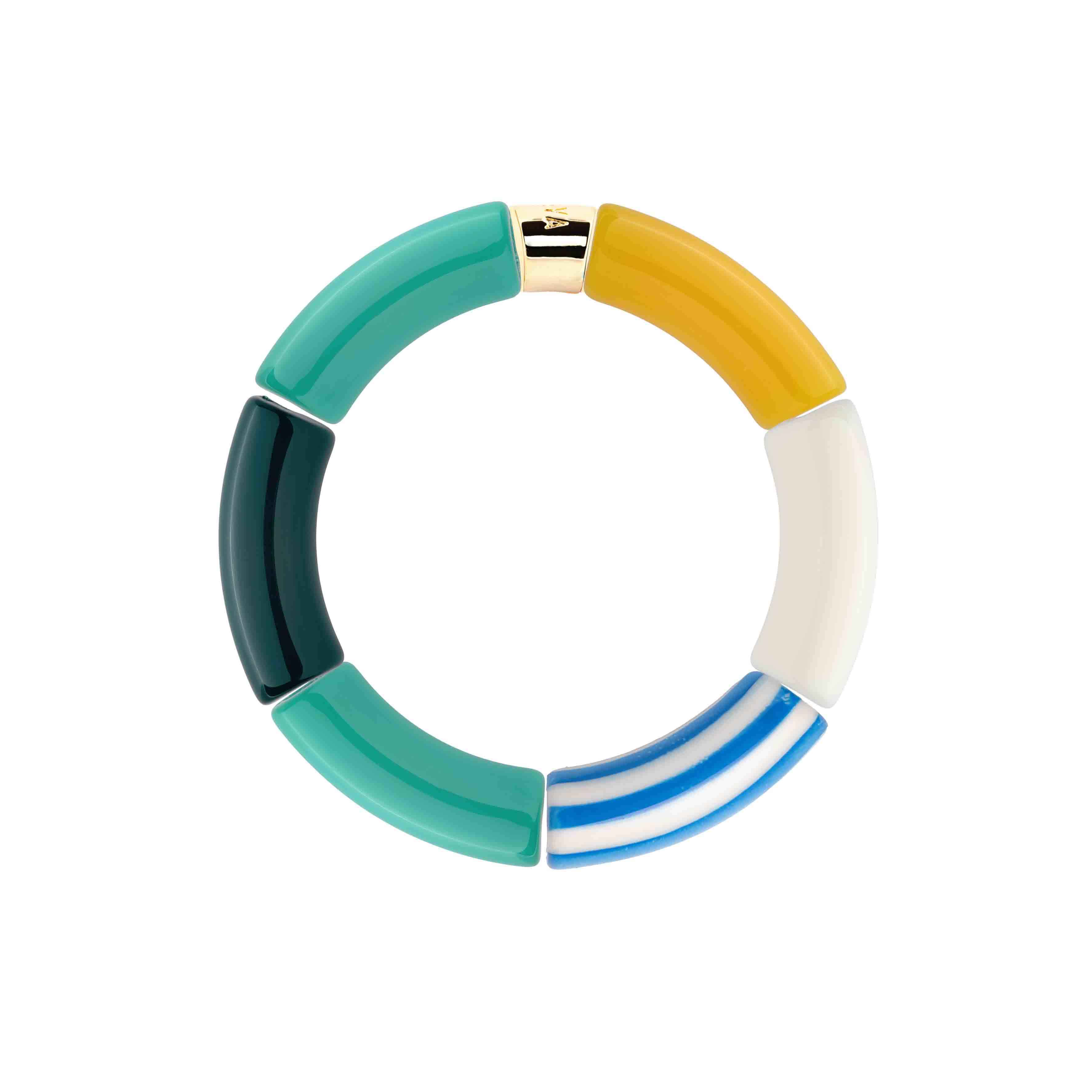 Bracelet perles colorées bleu jaune vert femme | Pipoca Brasil Parabaya Parabaya