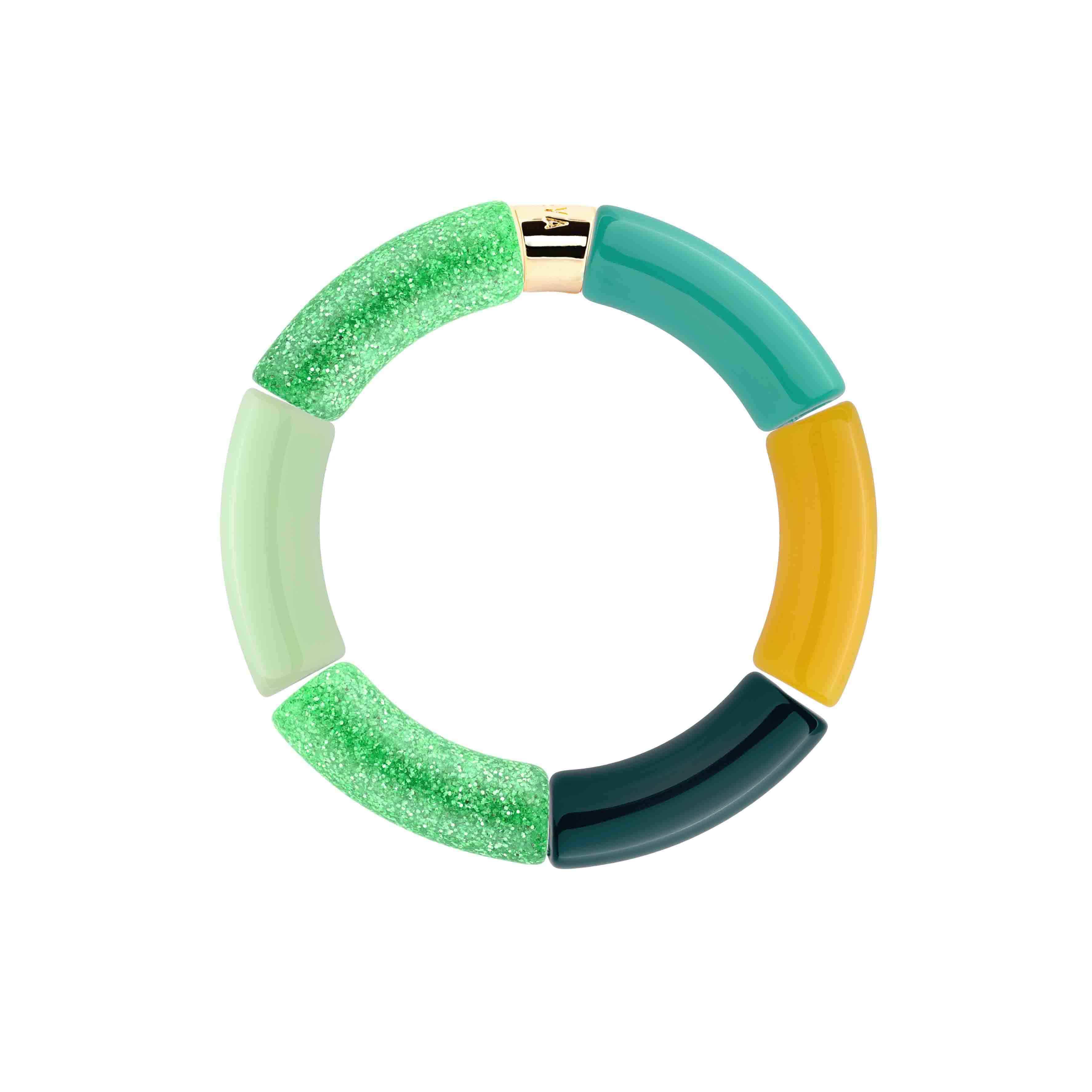 Bracelet perles colorées bleu jaune vert femme | Pipoca Brasil Parabaya Parabaya