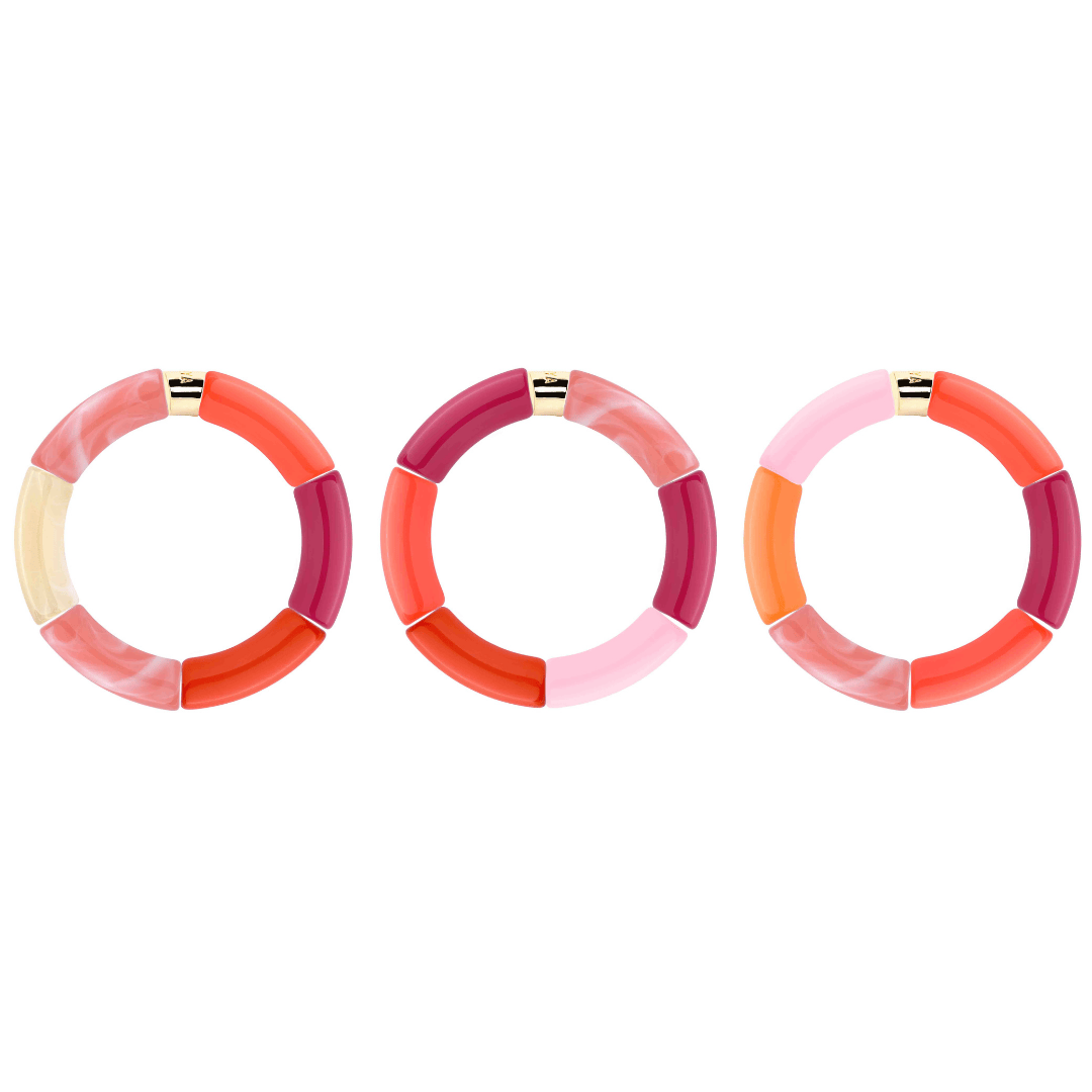 Bracelet perles colorées femme framboise orange rose | Jinga Pipoca Parabaya Parabaya