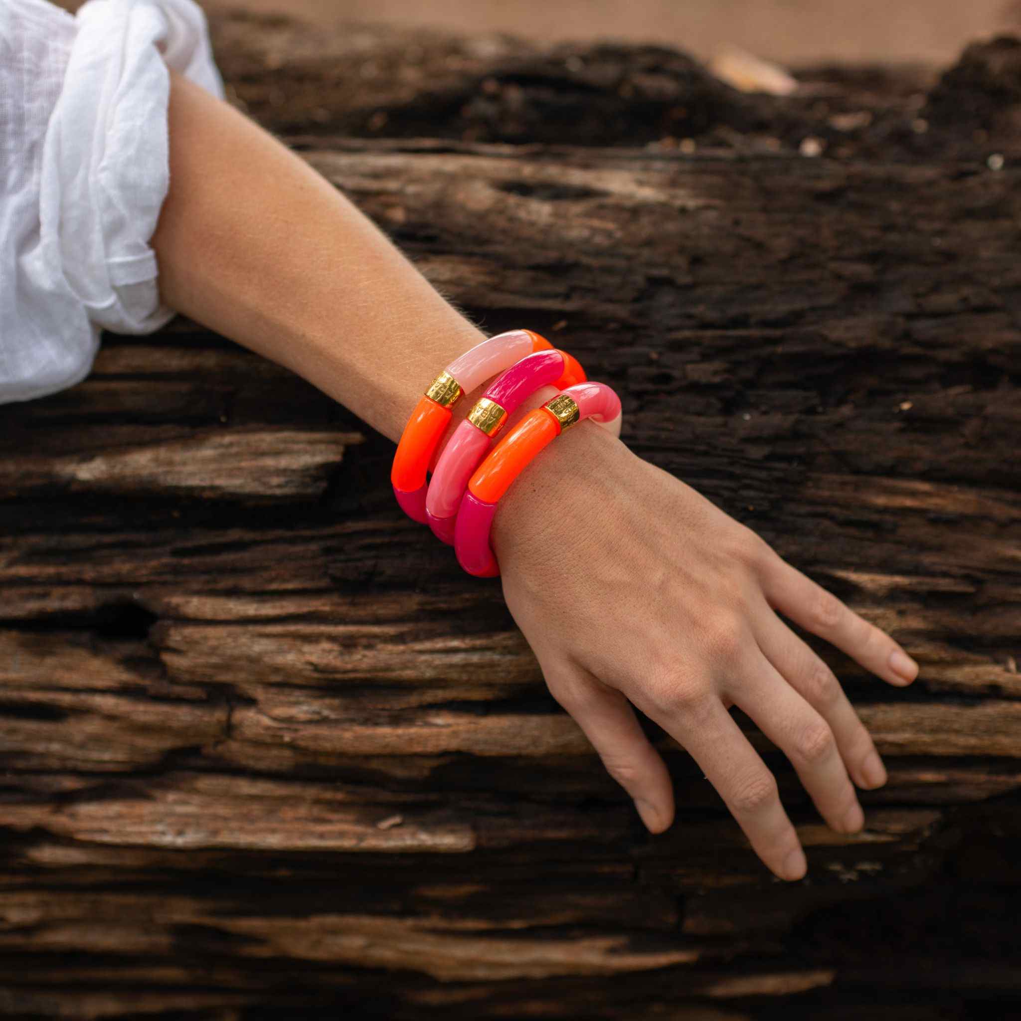 Bracelet perles colorées femme framboise orange rose | Jinga Pipoca Parabaya Parabaya