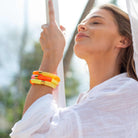 Bracelet perles colorées femme jaune rose pailleté | Olala Pipoca Parabaya Parabaya