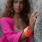 Bracelet perles colorées femme jaune rose pailleté | Olala Pipoca Parabaya Parabaya